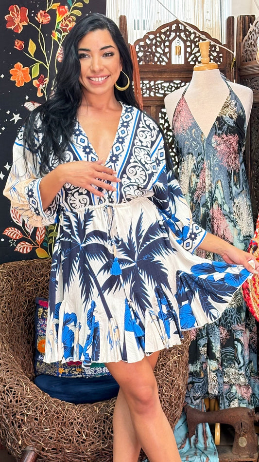 Nira Short Dress-Royal