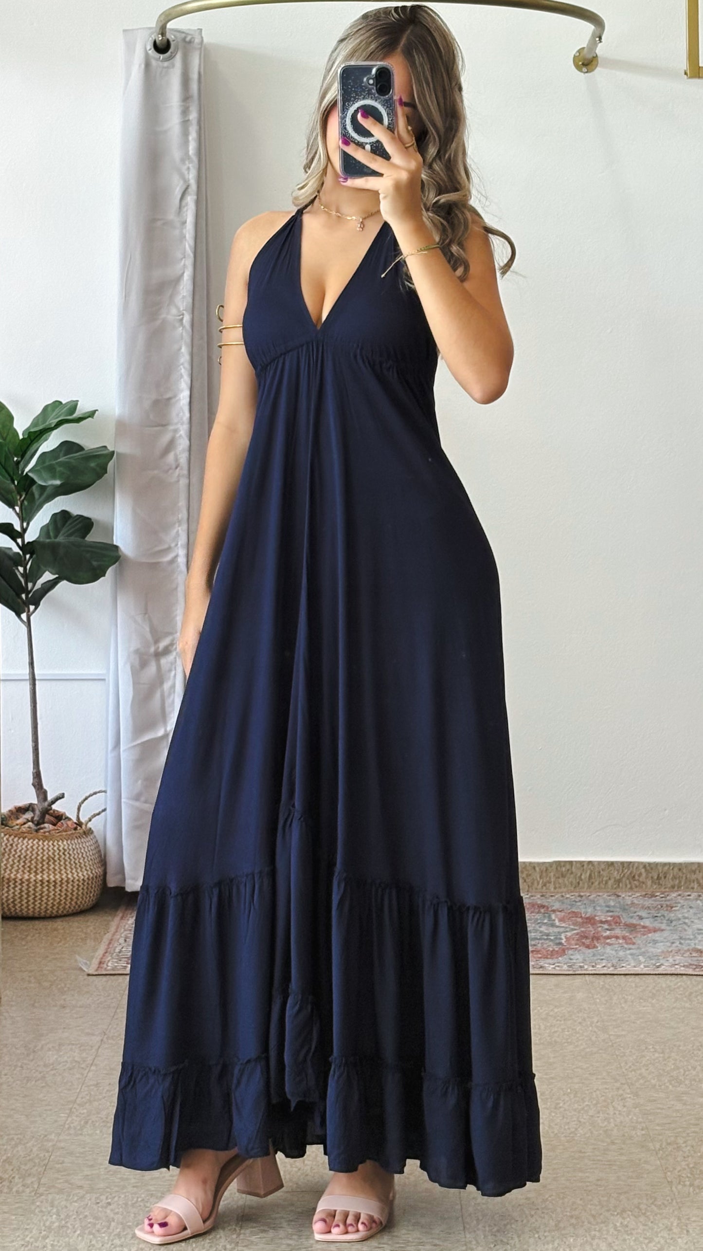 Bohemian Dress-Navy