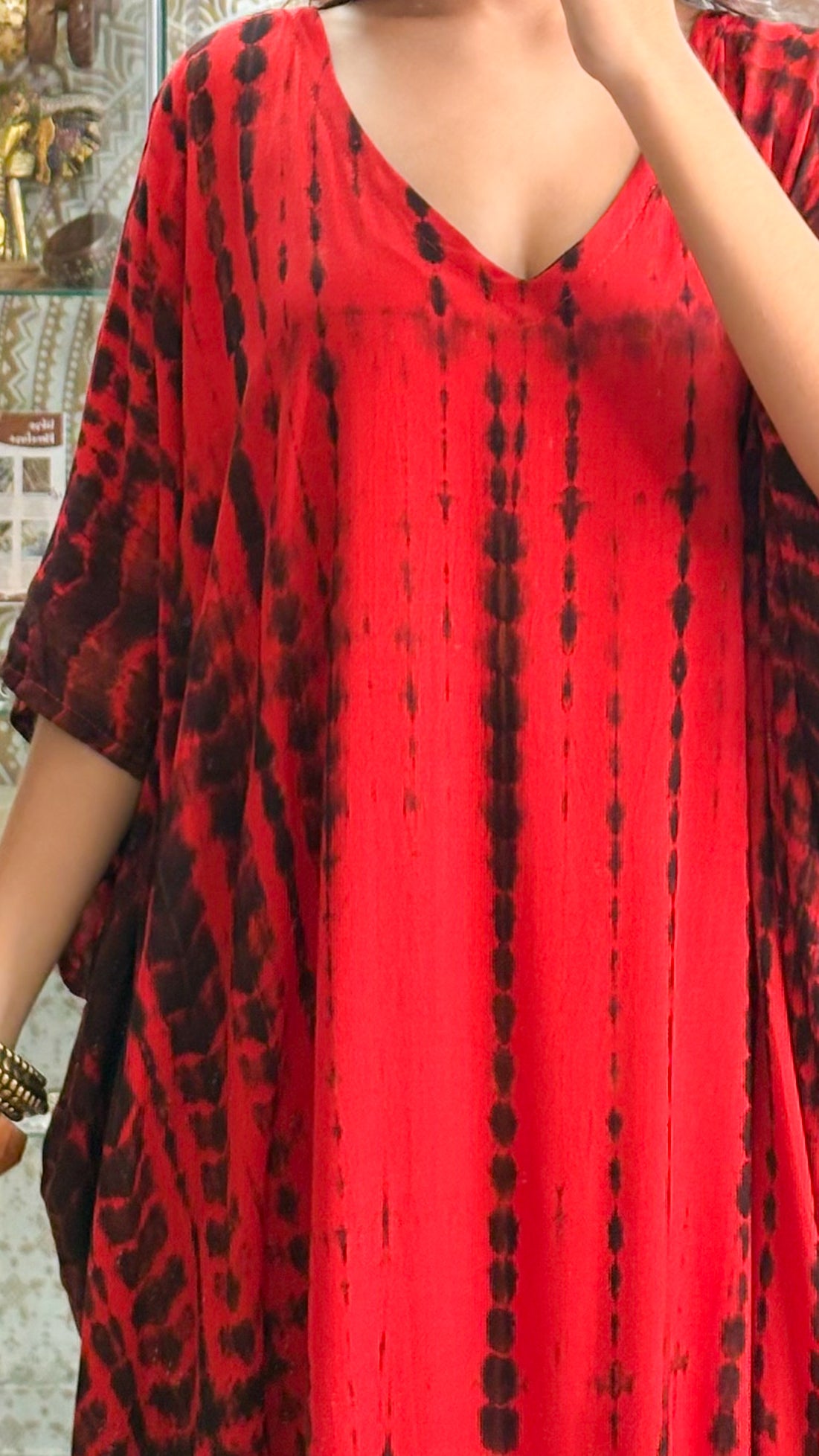 Noa Kaftan Midi Dress-Red
