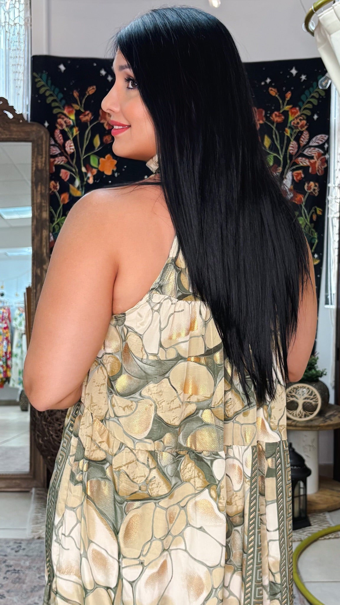 Ruffle Neck Maxi Dress