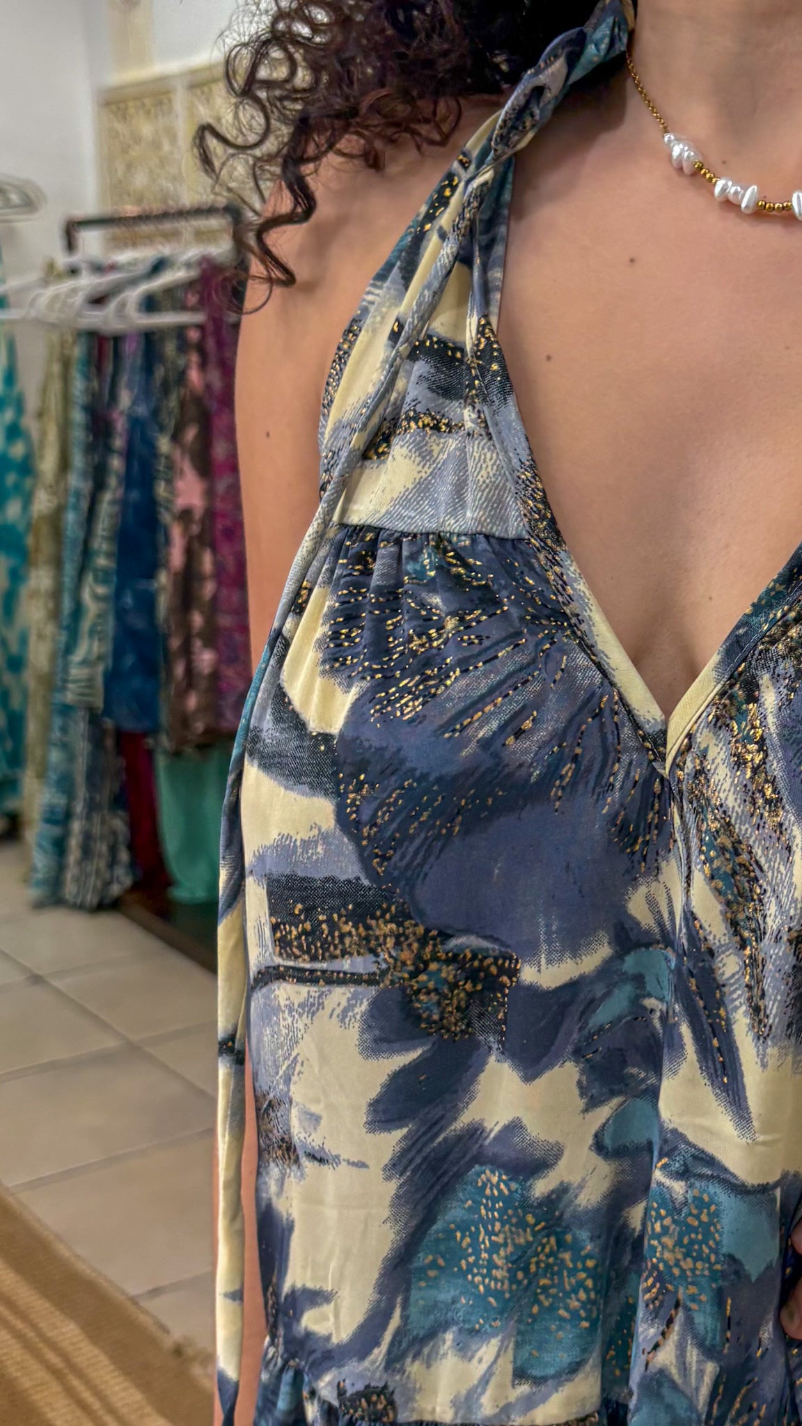 Ruffle Neck Maxi Dress