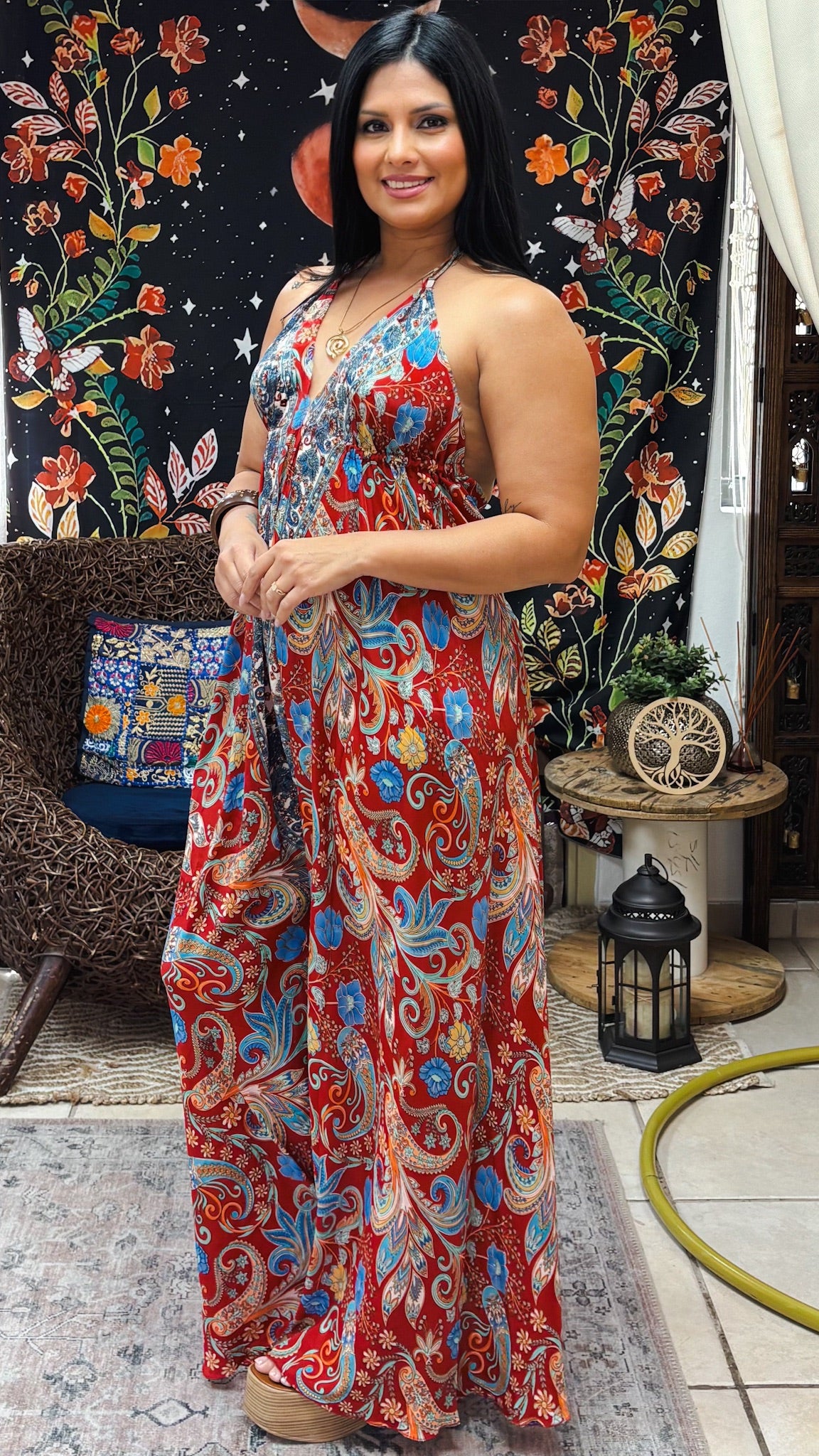Boheme Whisper Jumpsuit-Red