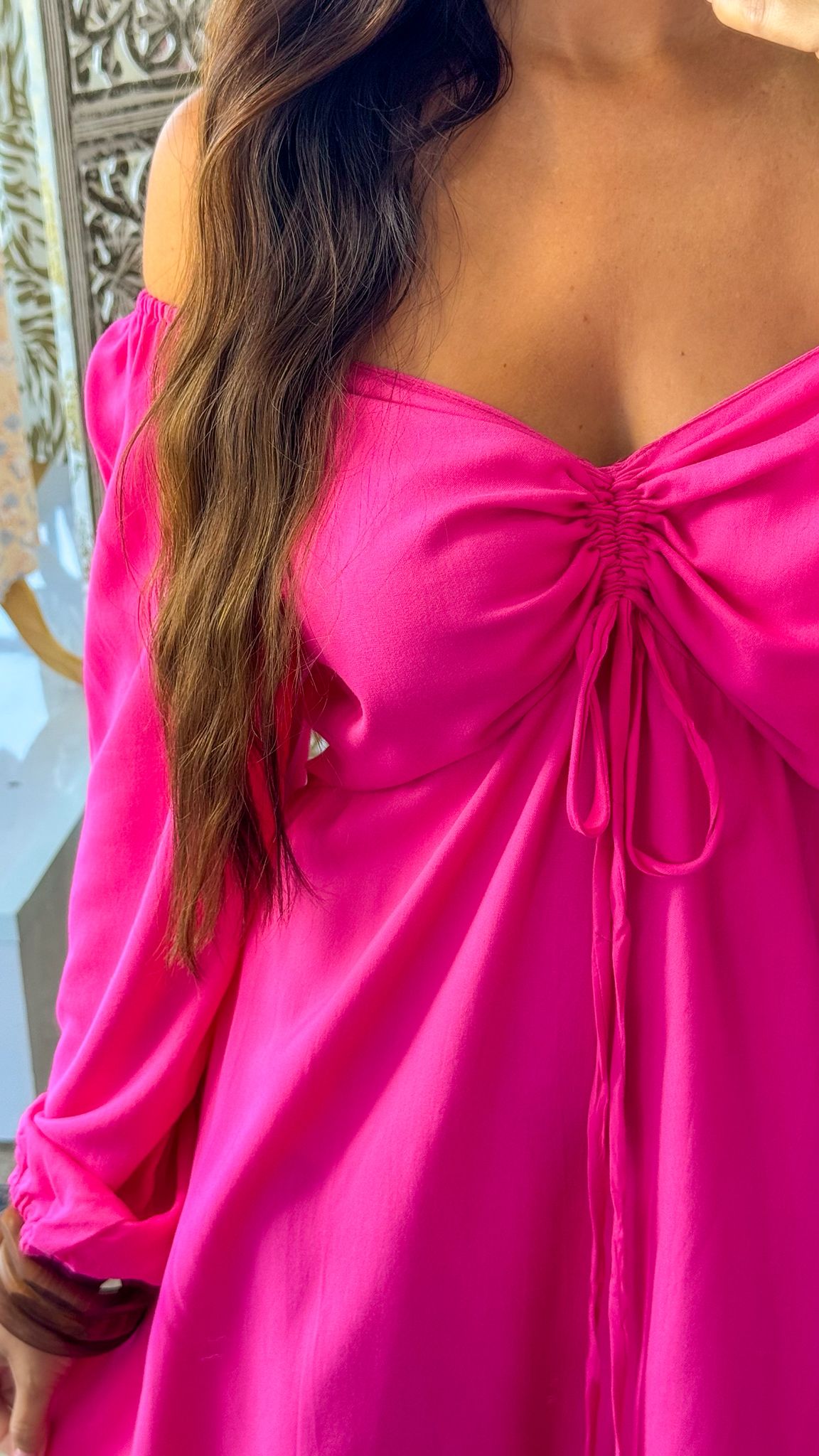 Ashanti Short Dress-Fucsia