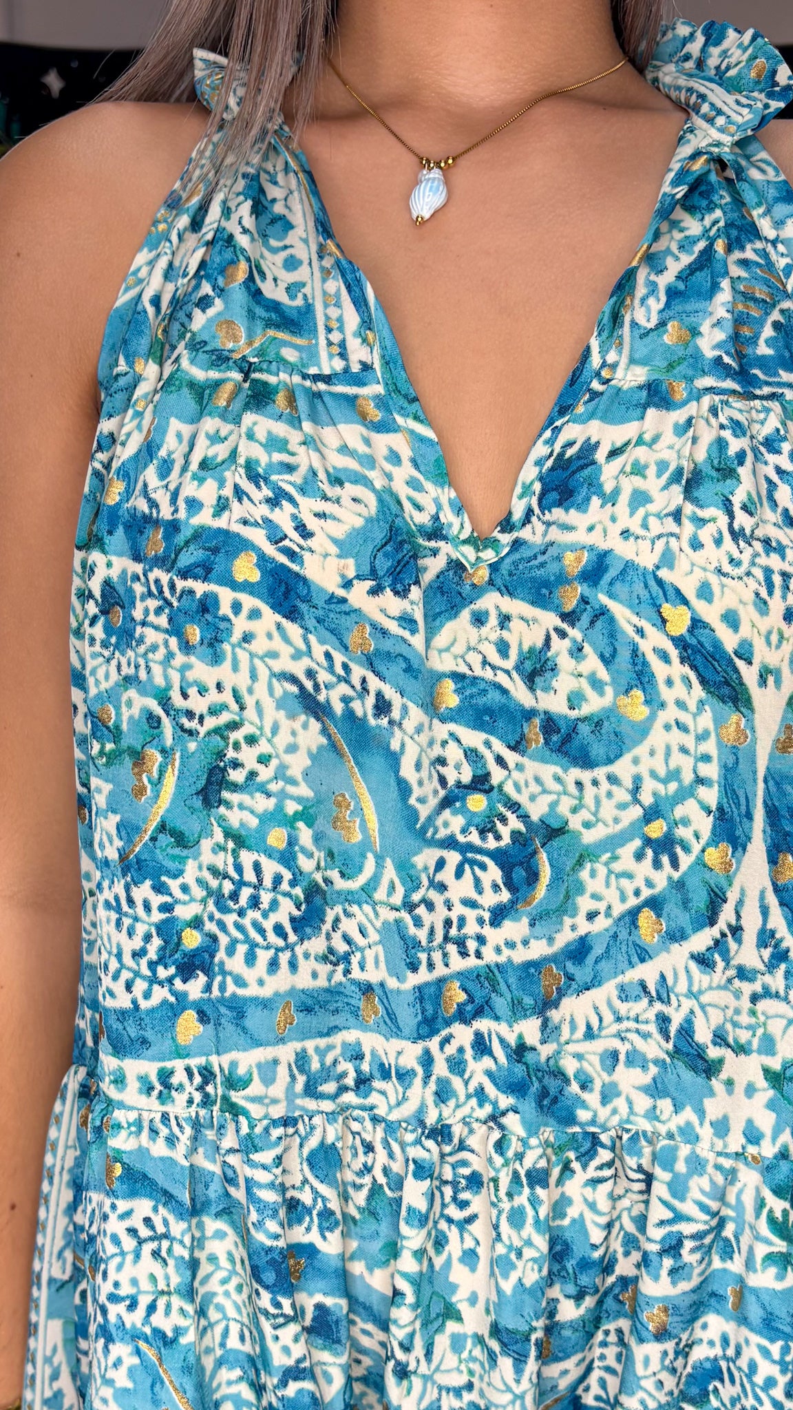 Ruffle Neck Maxi Dress
