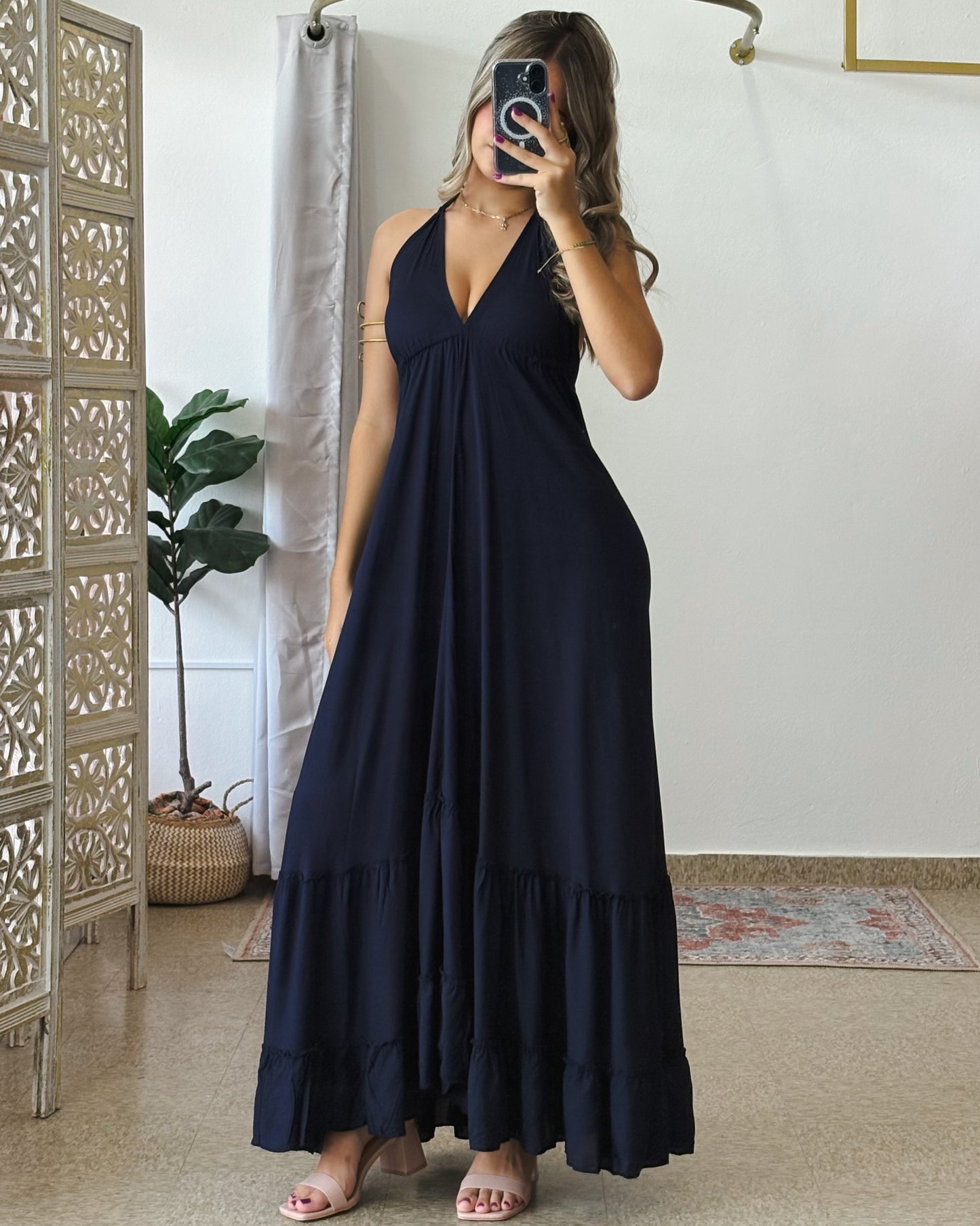 Bohemian Dress-Navy