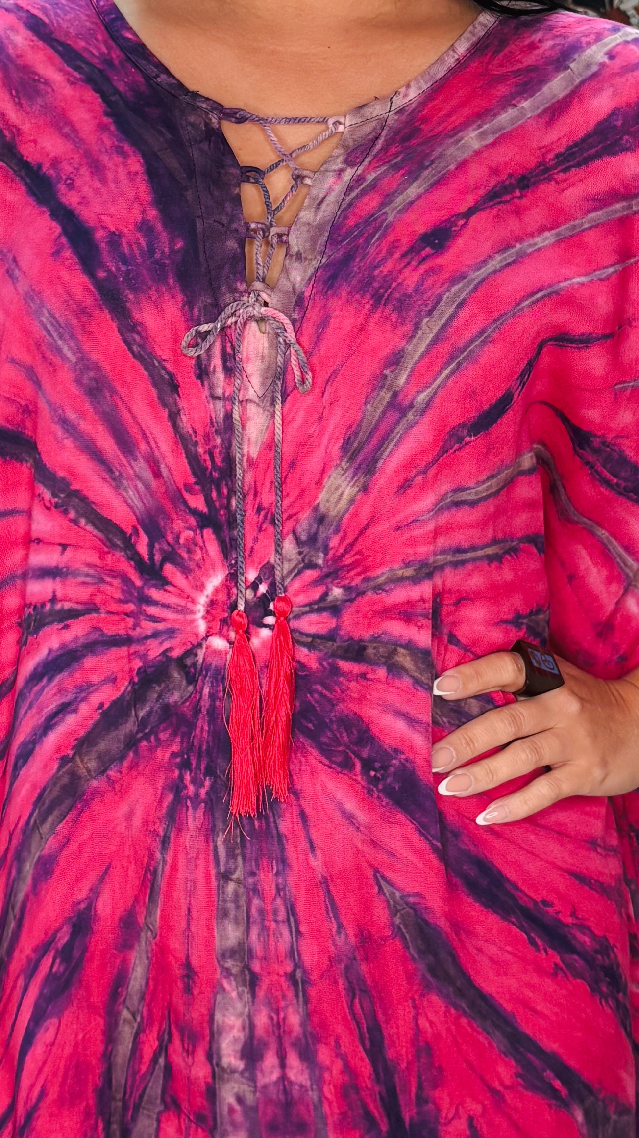 Zafiro Kaftan Dress-Fucsia