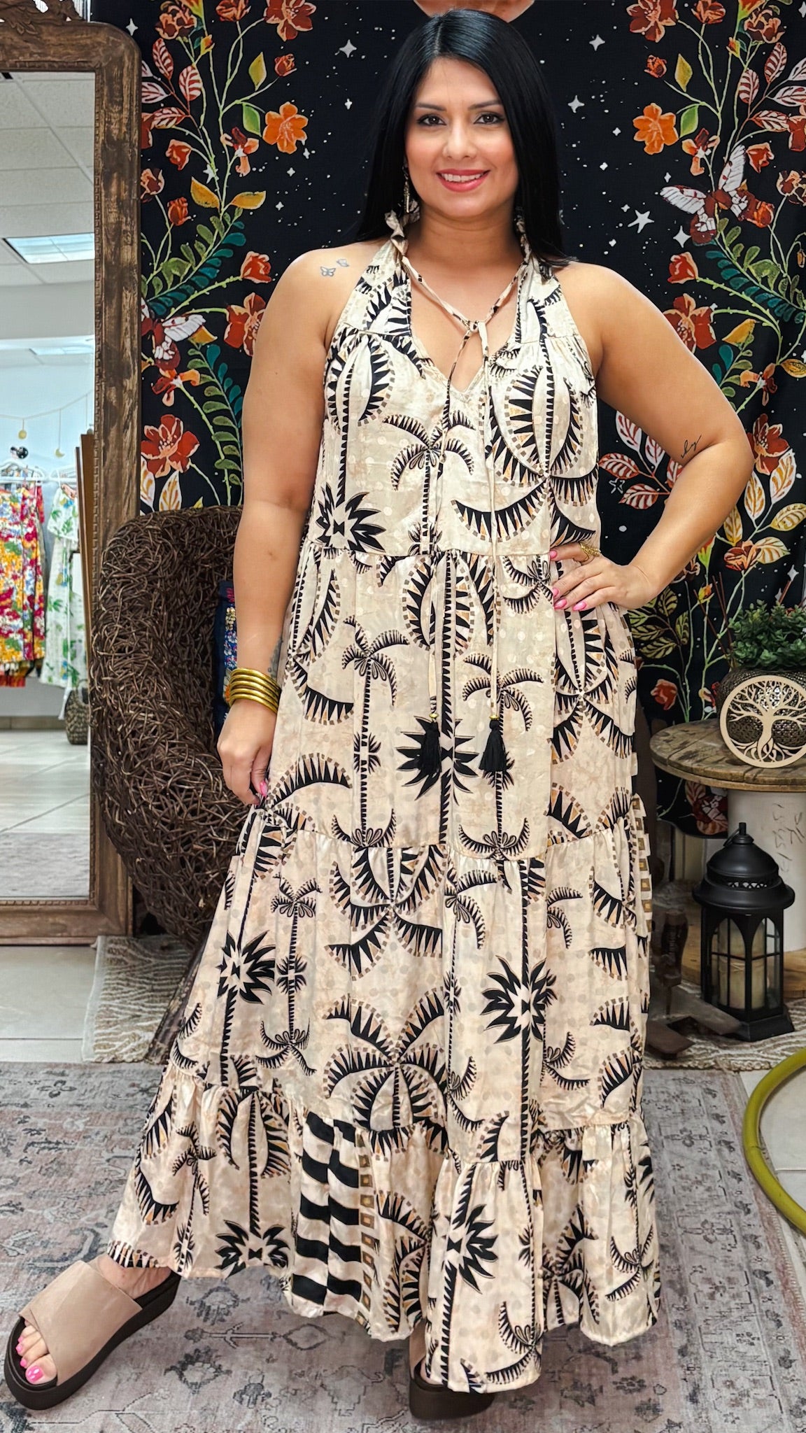 Ruffle Neck Maxi Dress