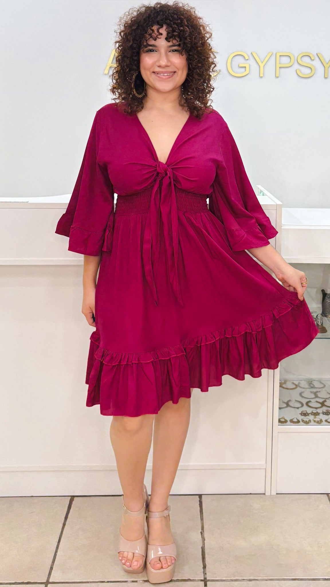 Nomad Short Dress-Magenta