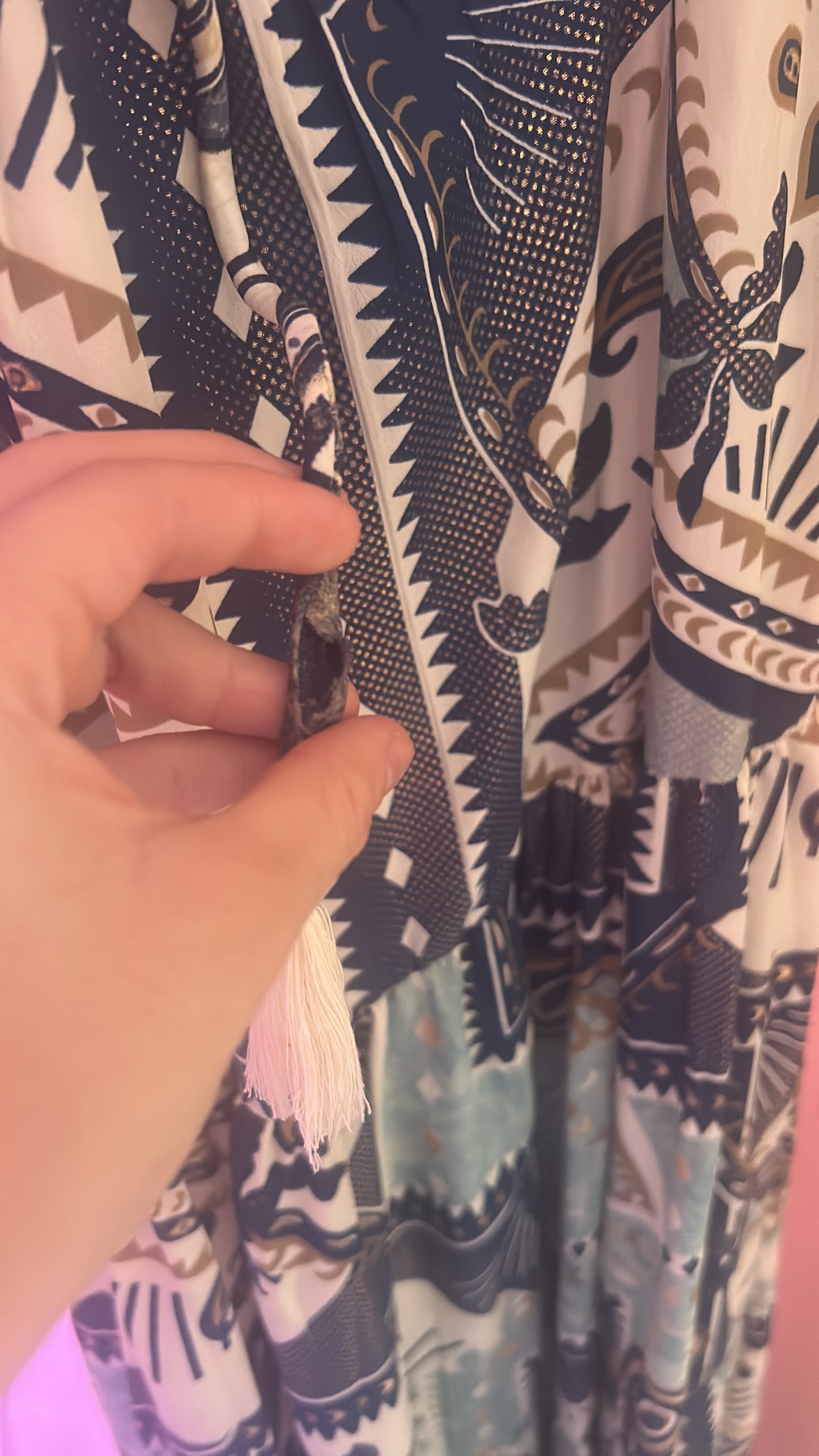 Damage Ruffle Neck Maxi Dress