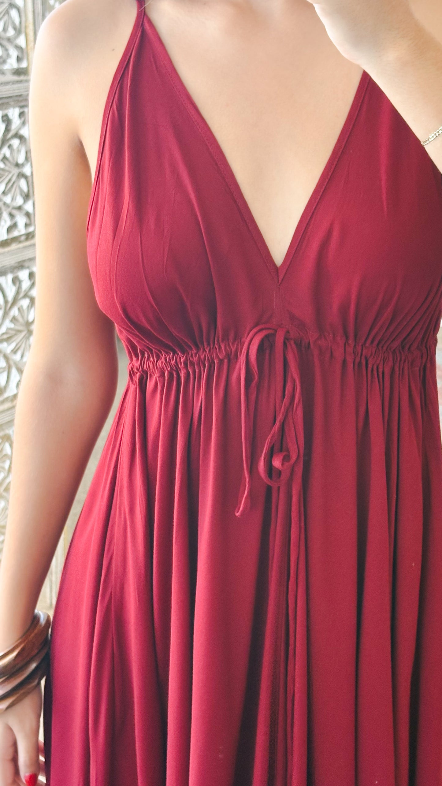 Amazing Ruffle Dress-Wine