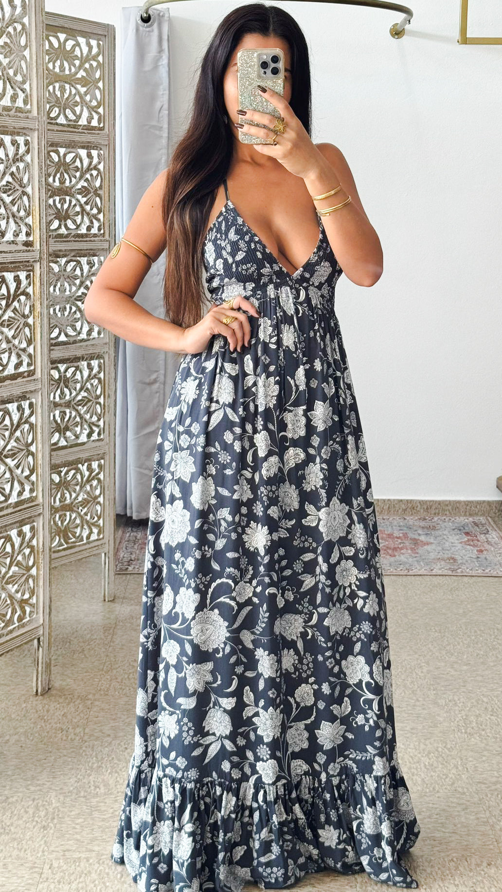 Moana Maxi Dress-Charcoal Gray