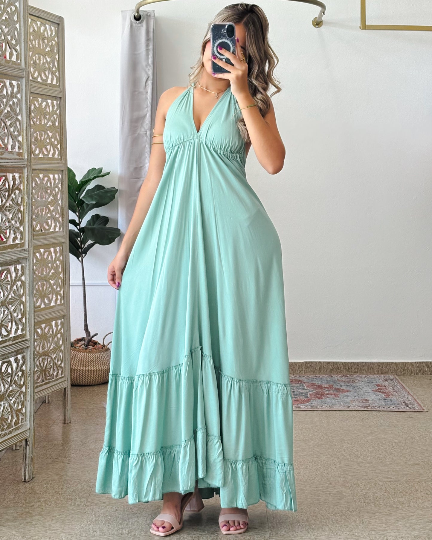 Bohemian Dress-Soft Mint