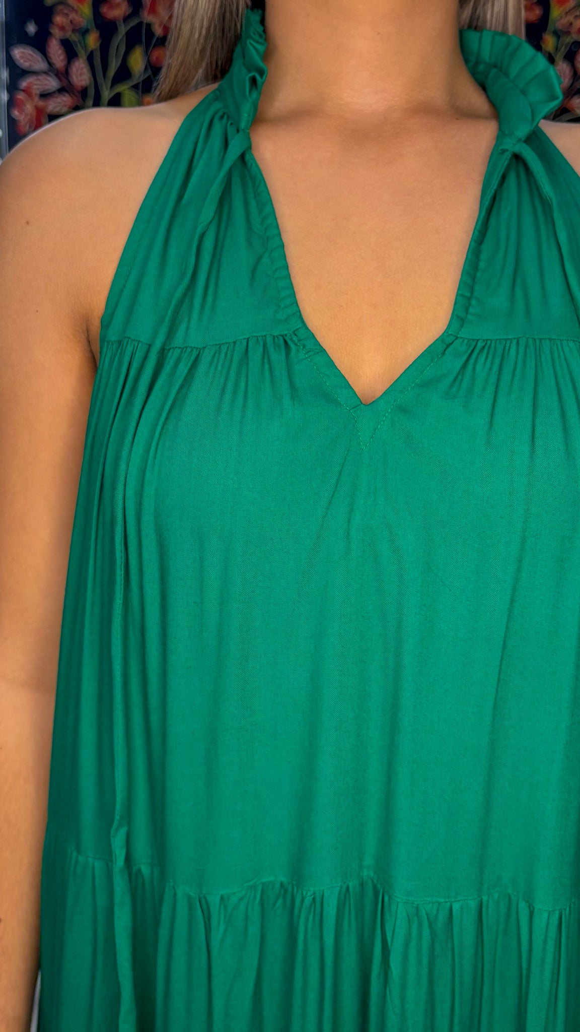 Ruffle Neck Maxi Dress