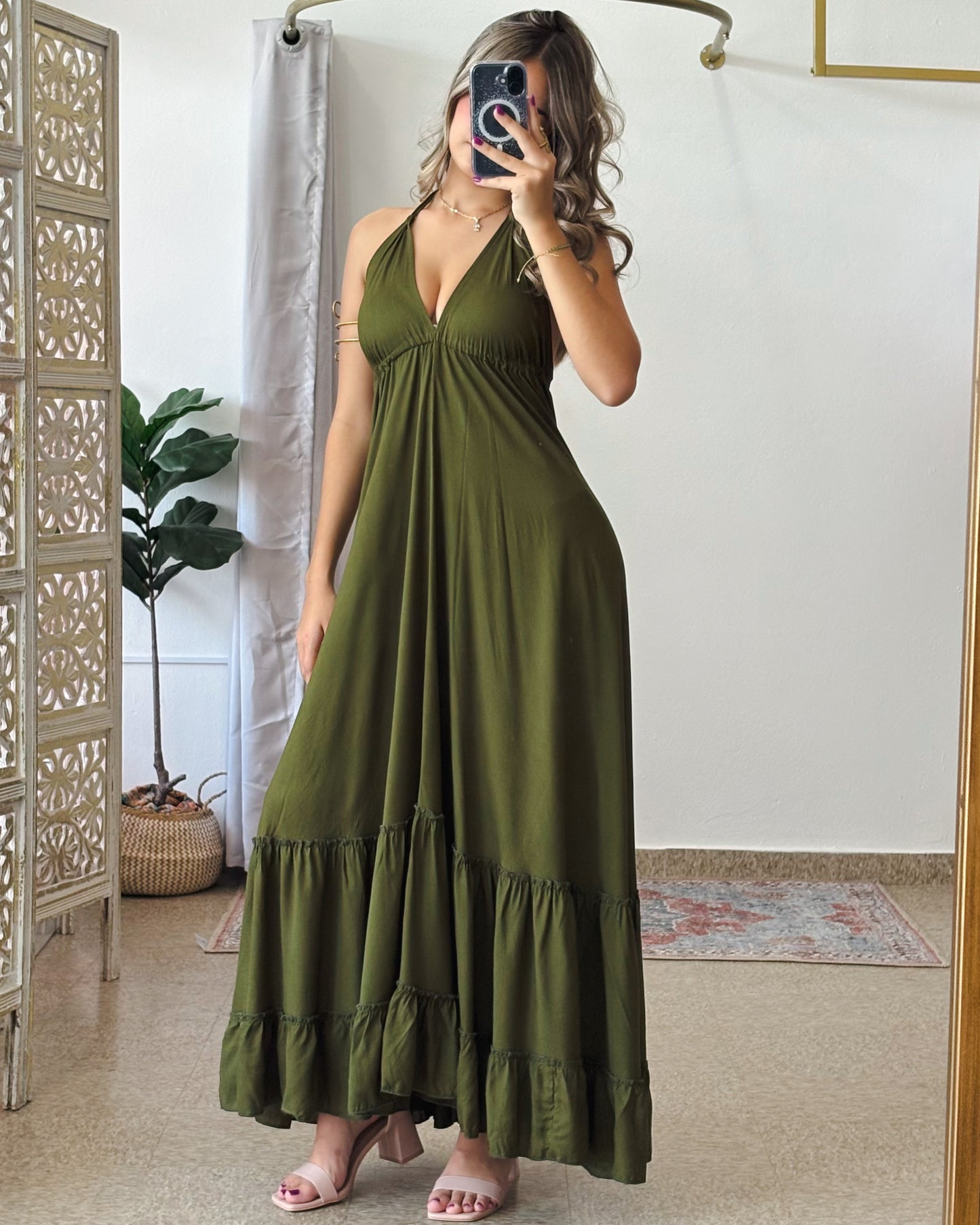 Bohemian Dress-Olive