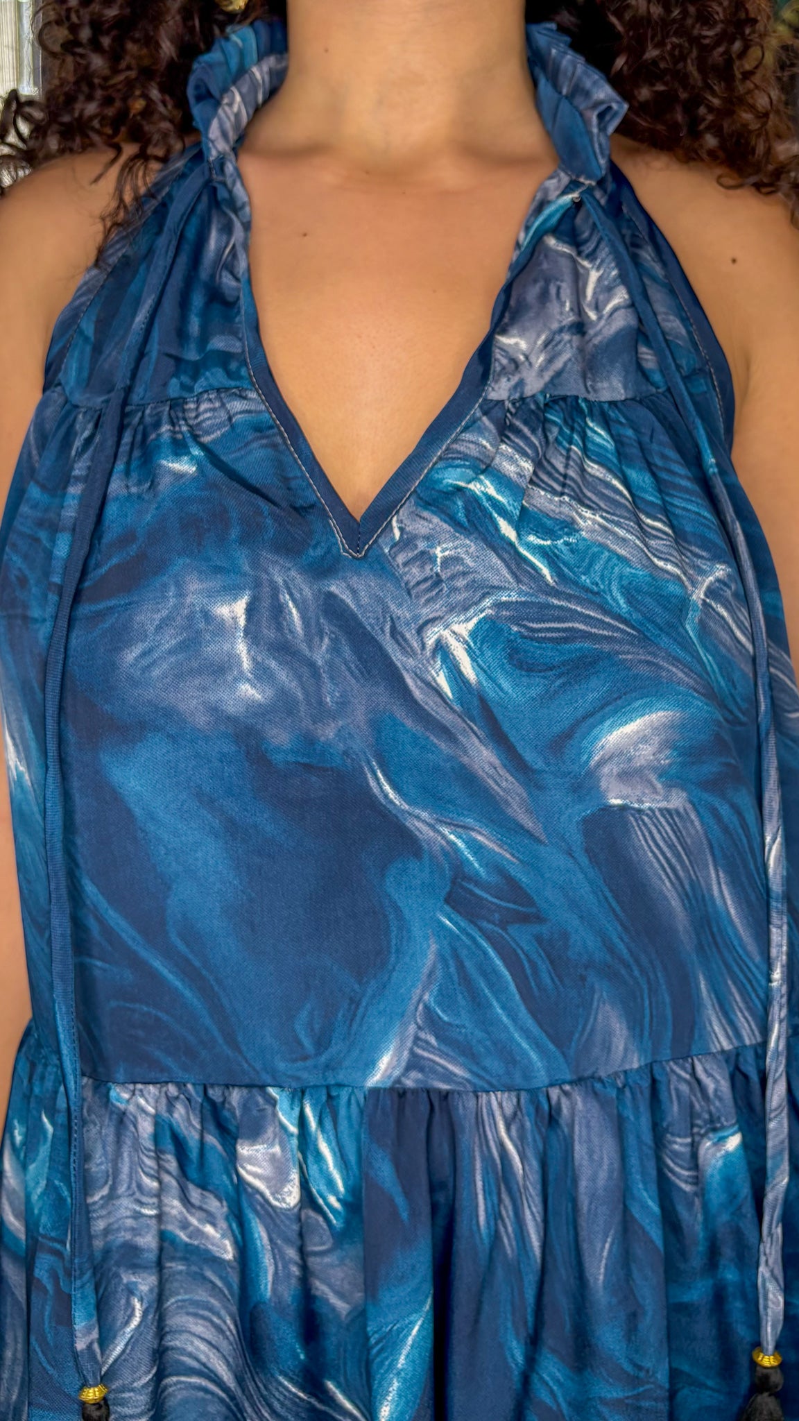 Ruffle Neck Short Dress