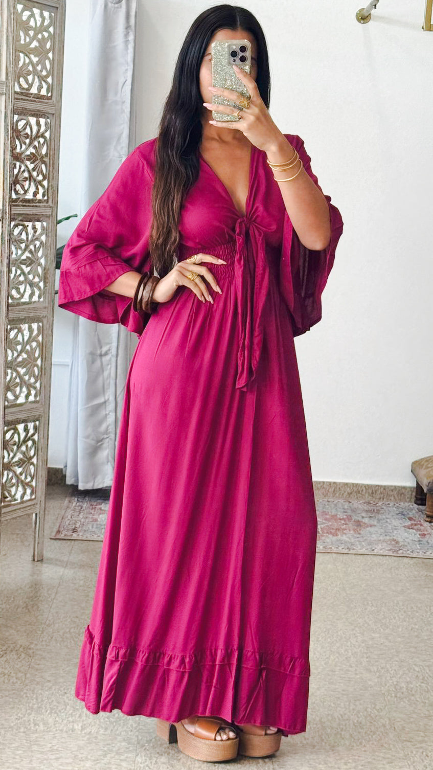 Nomad Maxi Dress-Magenta