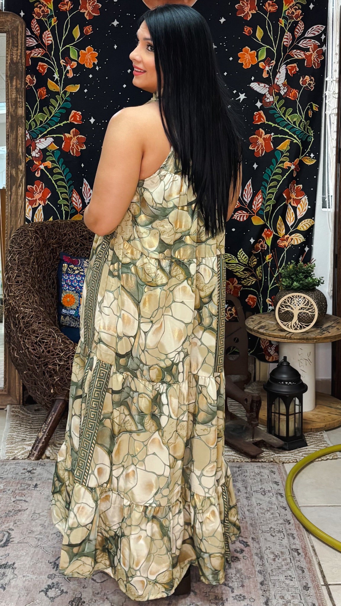 Ruffle Neck Maxi Dress