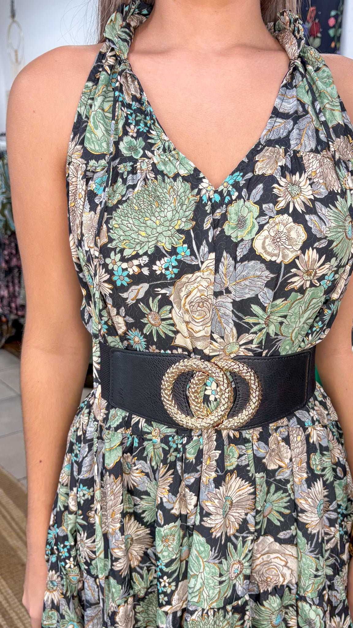 Ruffle Neck Short Dress