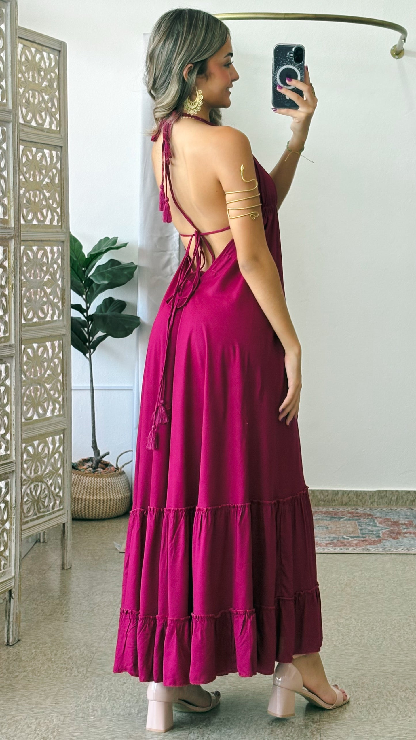 Bohemian Dress-Magenta