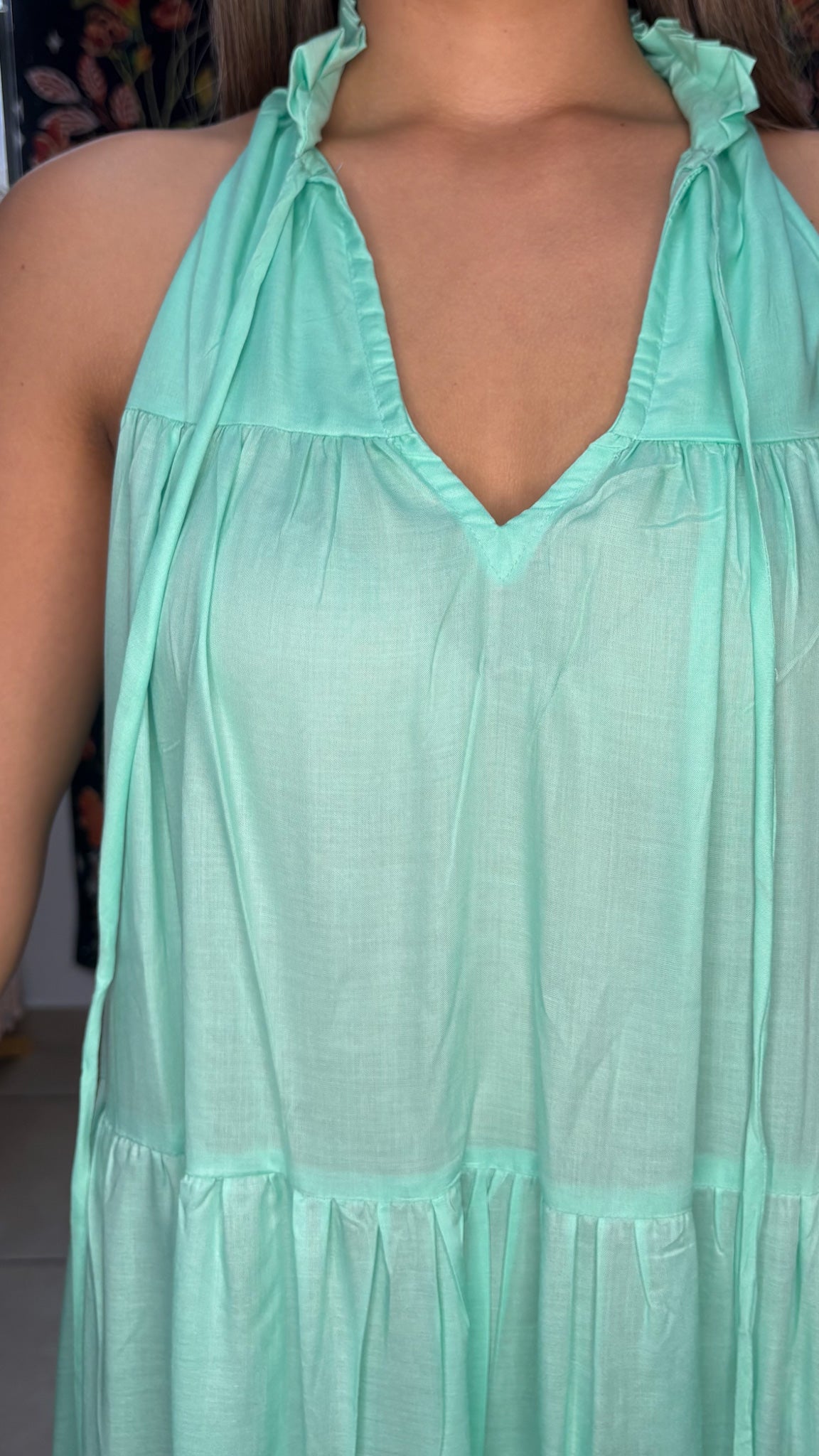 Ruffle Neck Maxi Dress