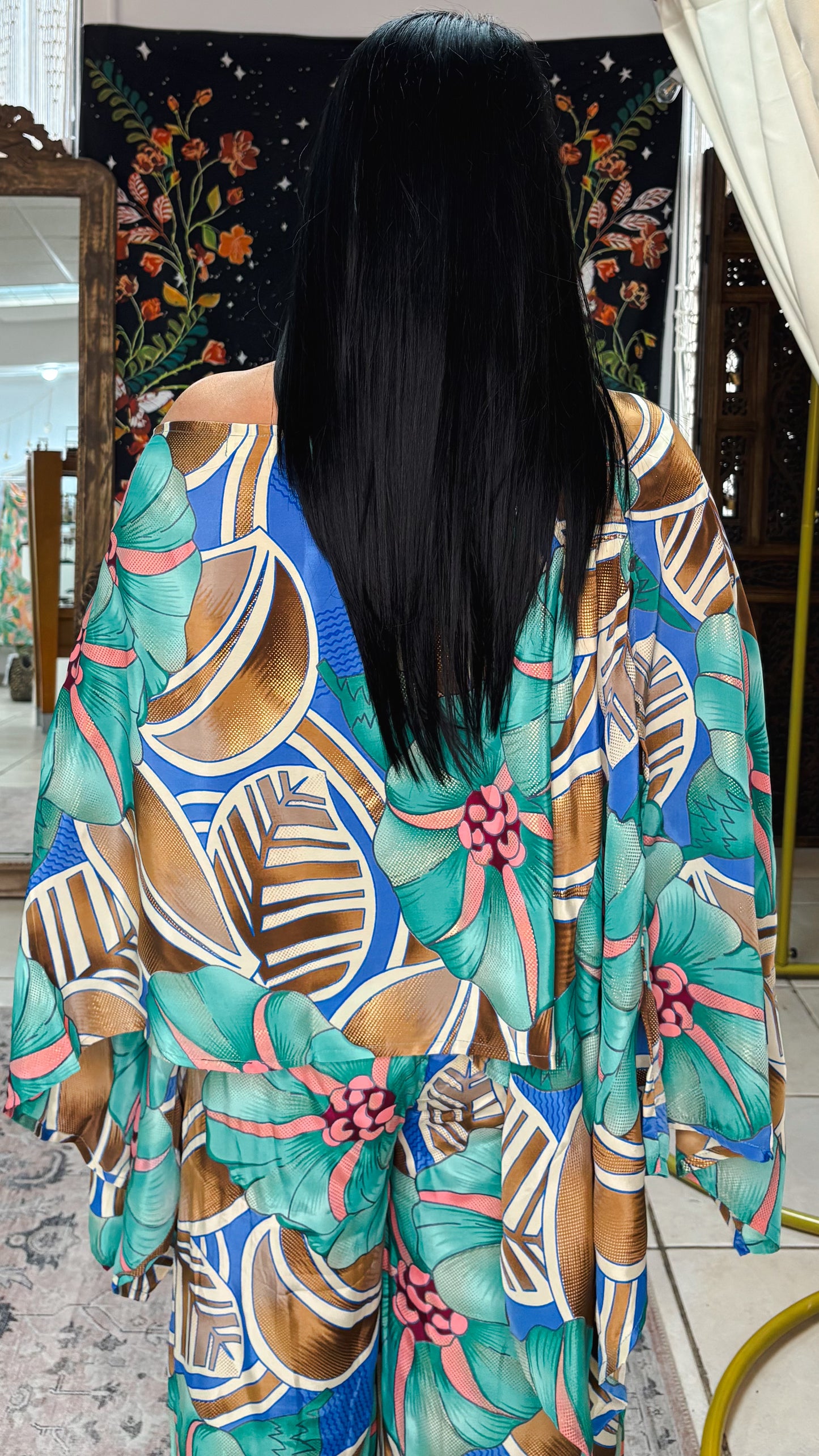 Poncho Top-Aqua Green