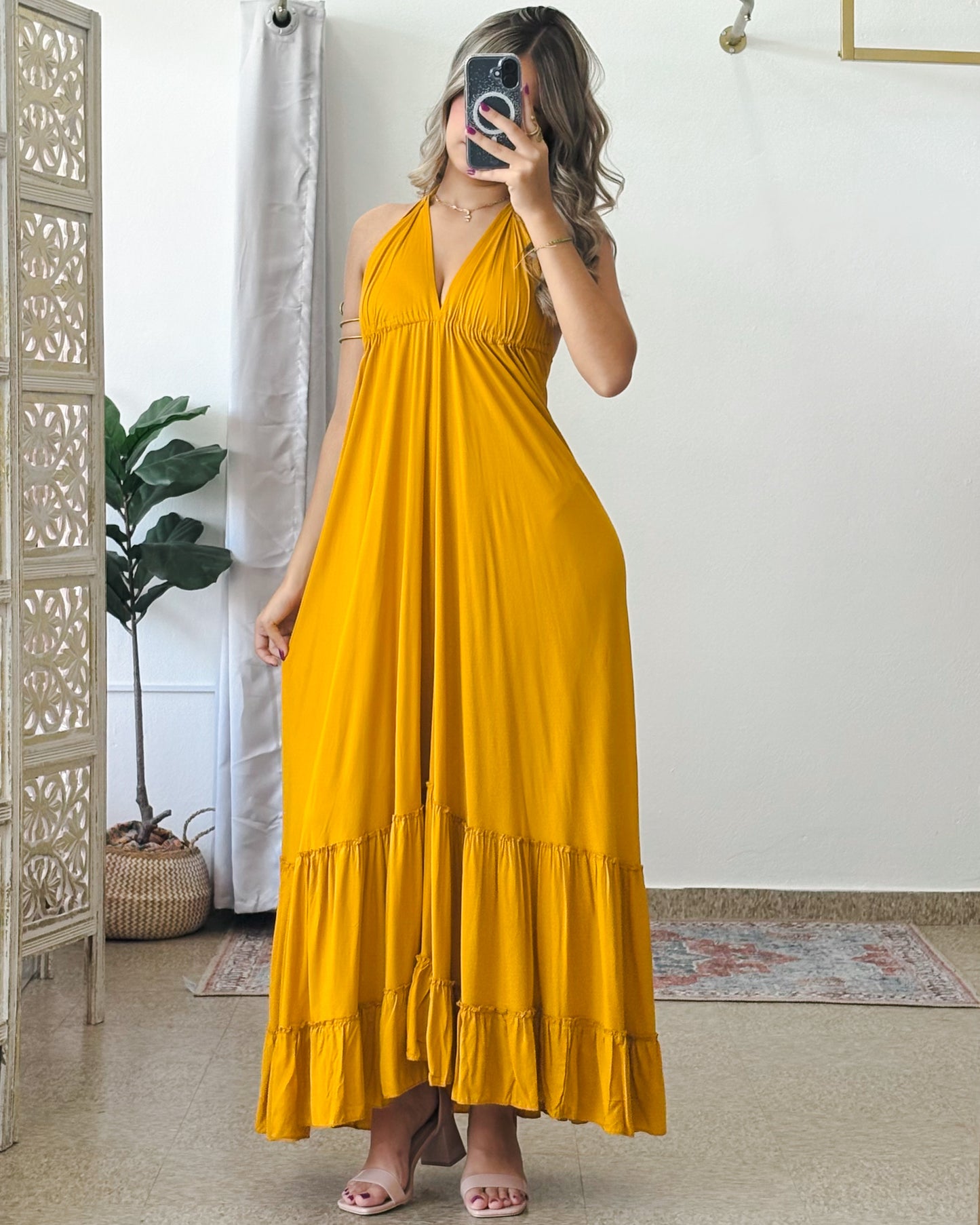 Bohemian Dress-Mustard