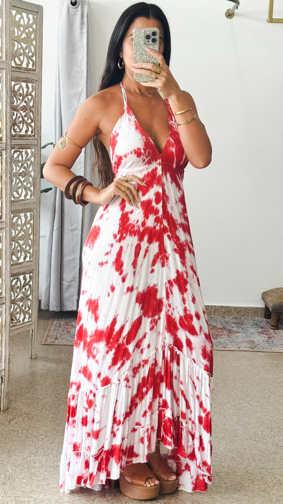 Bohemian Dress- Red