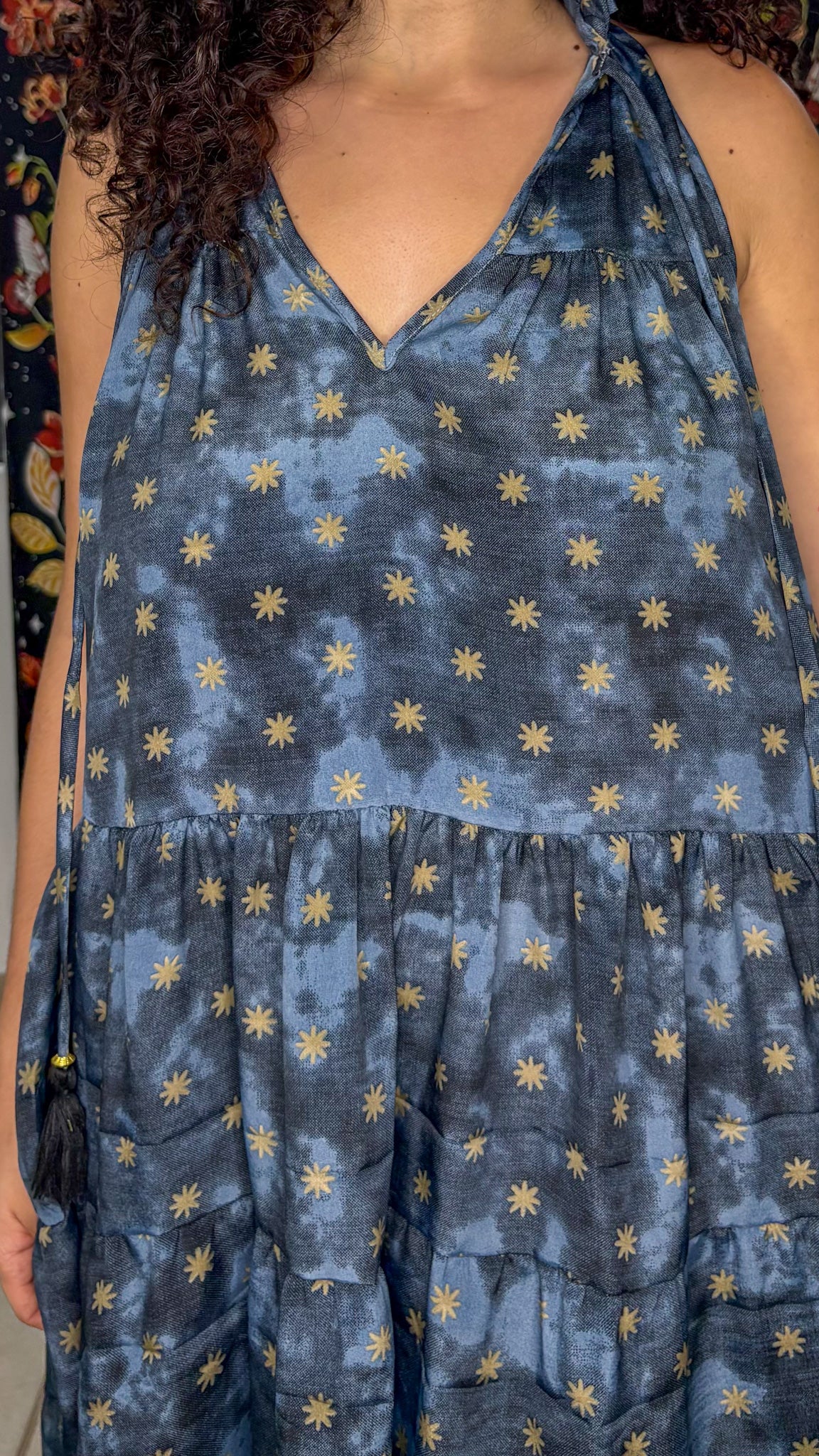 Ruffle Neck Short Dress