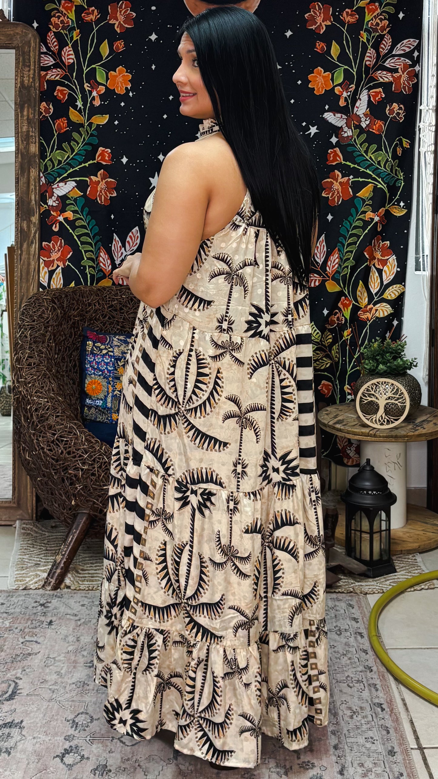Ruffle Neck Maxi Dress