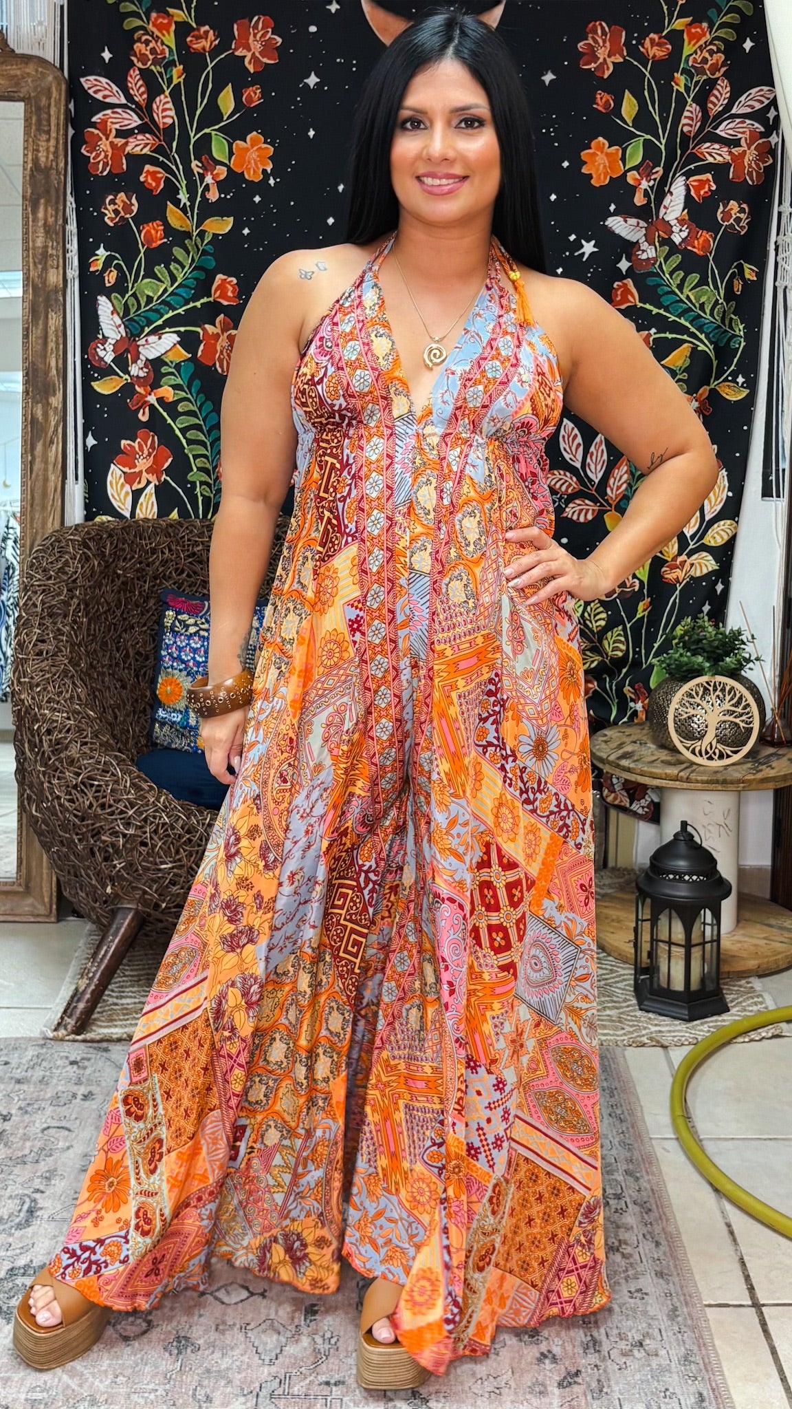 Boheme Whisper Jumpsuit-Orange