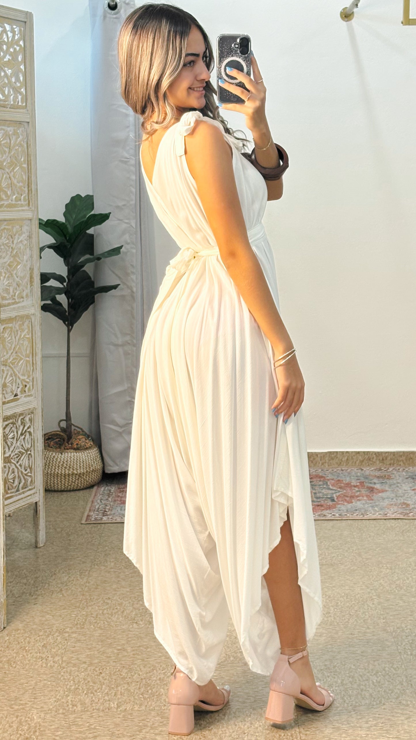 Aladdin Harem Jumpsuit-White