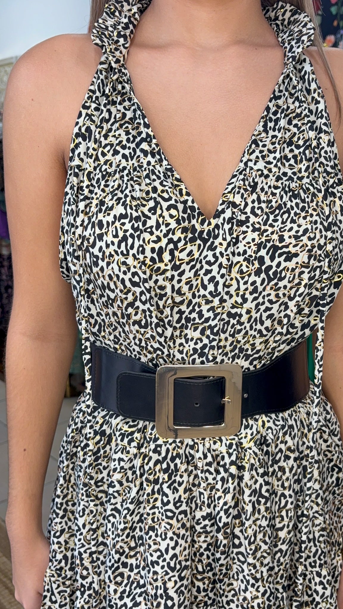 Ruffle Neck Short Dress