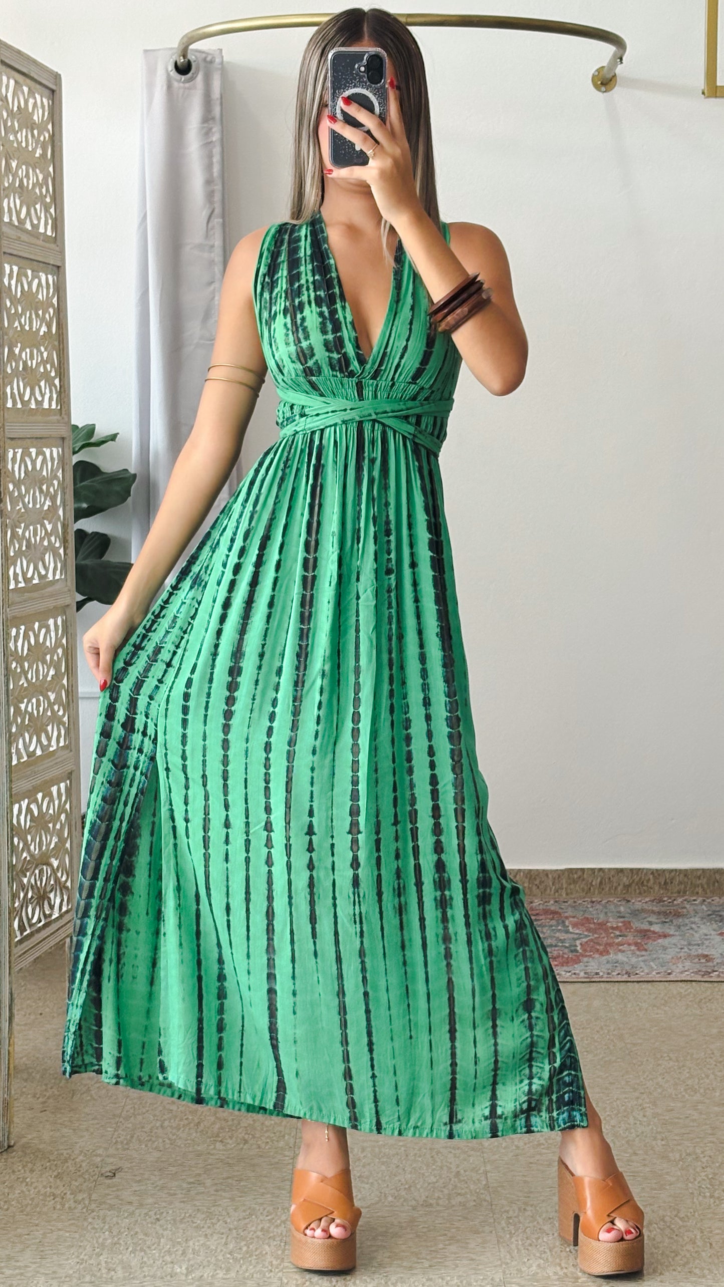 Convertible Maxi Dress-Green