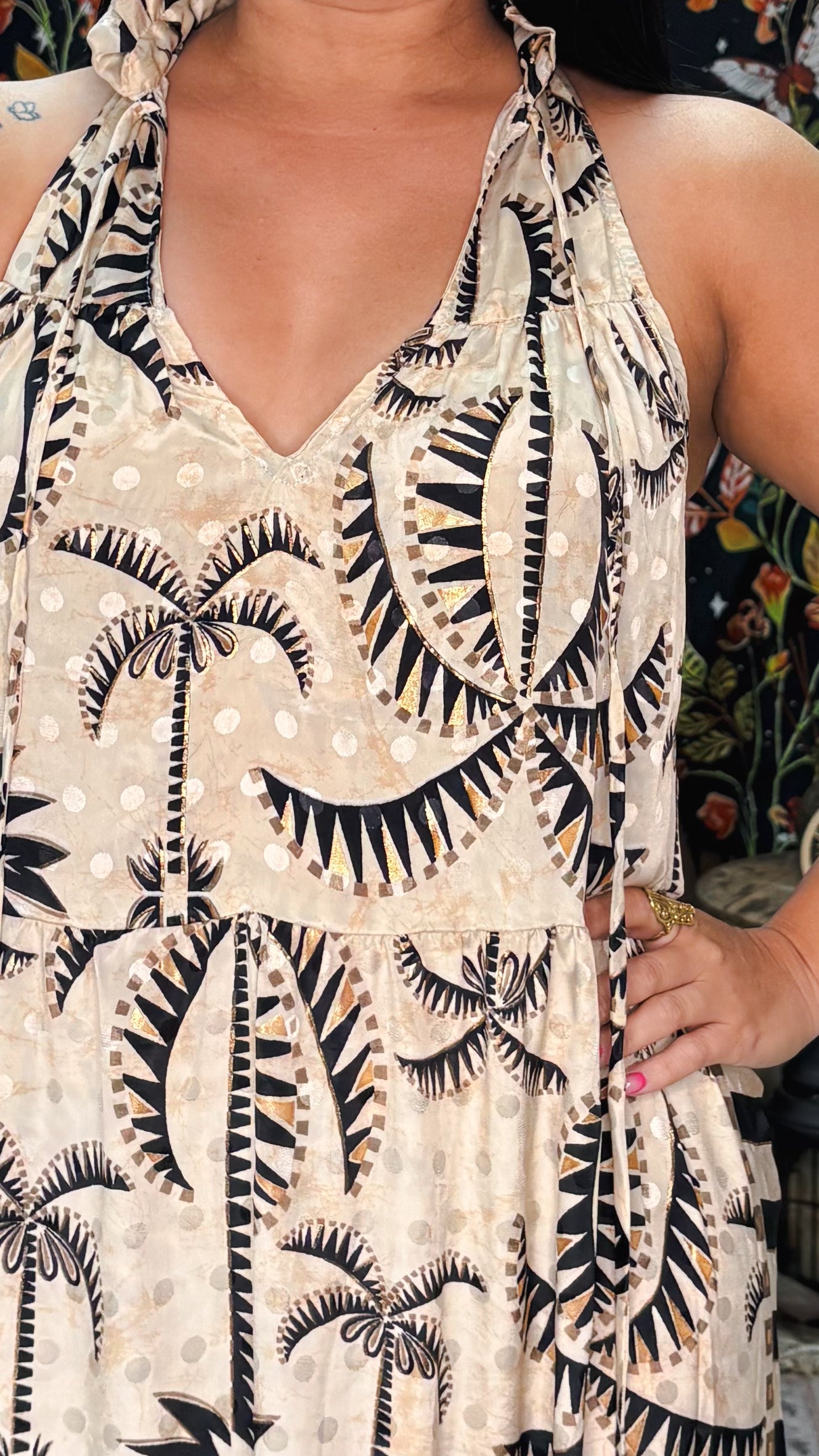 Ruffle Neck Maxi Dress