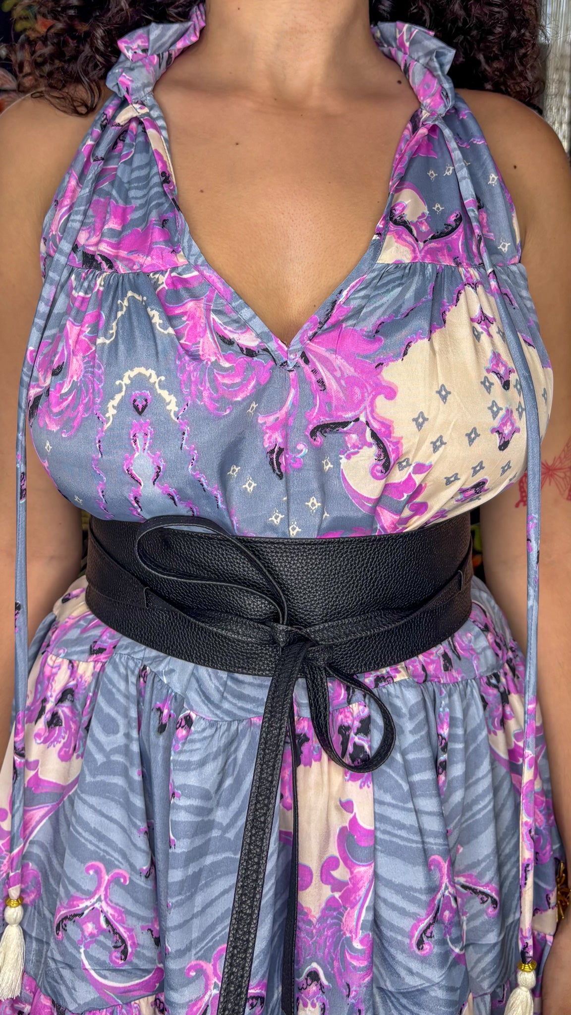Ruffle Neck Short Dress