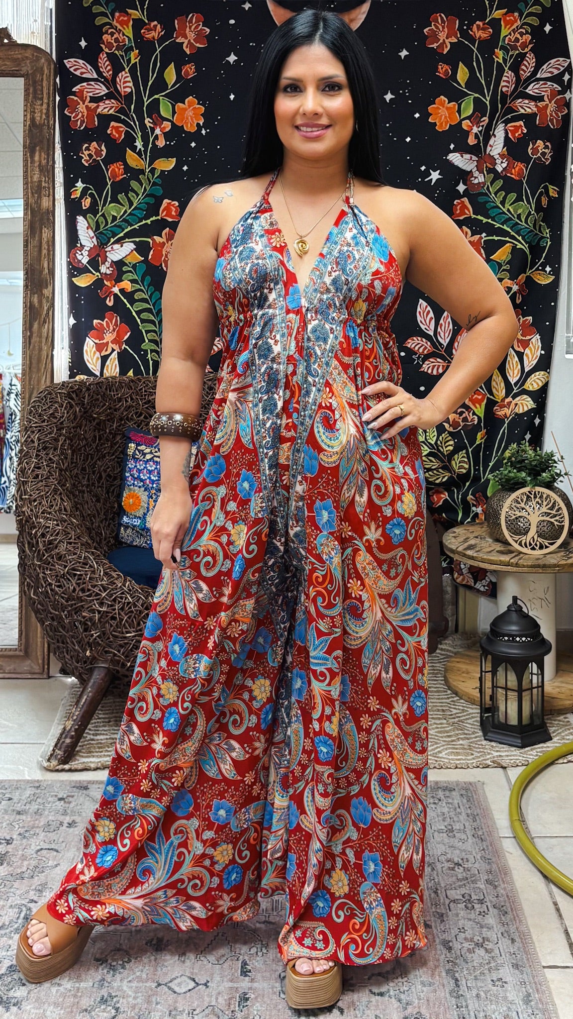 Boheme Whisper Jumpsuit-Red