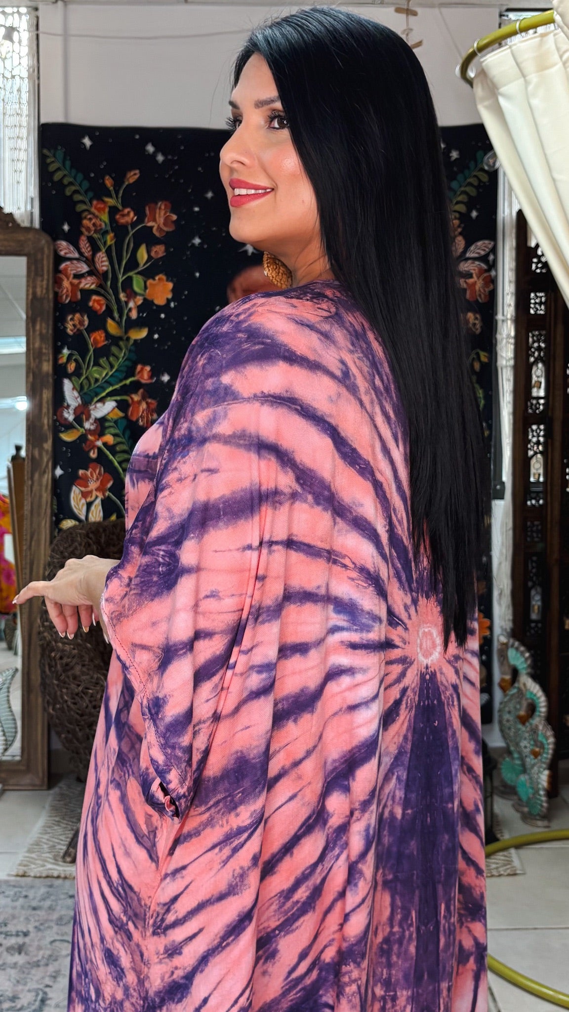 Zafiro Kaftan Dress-Pink