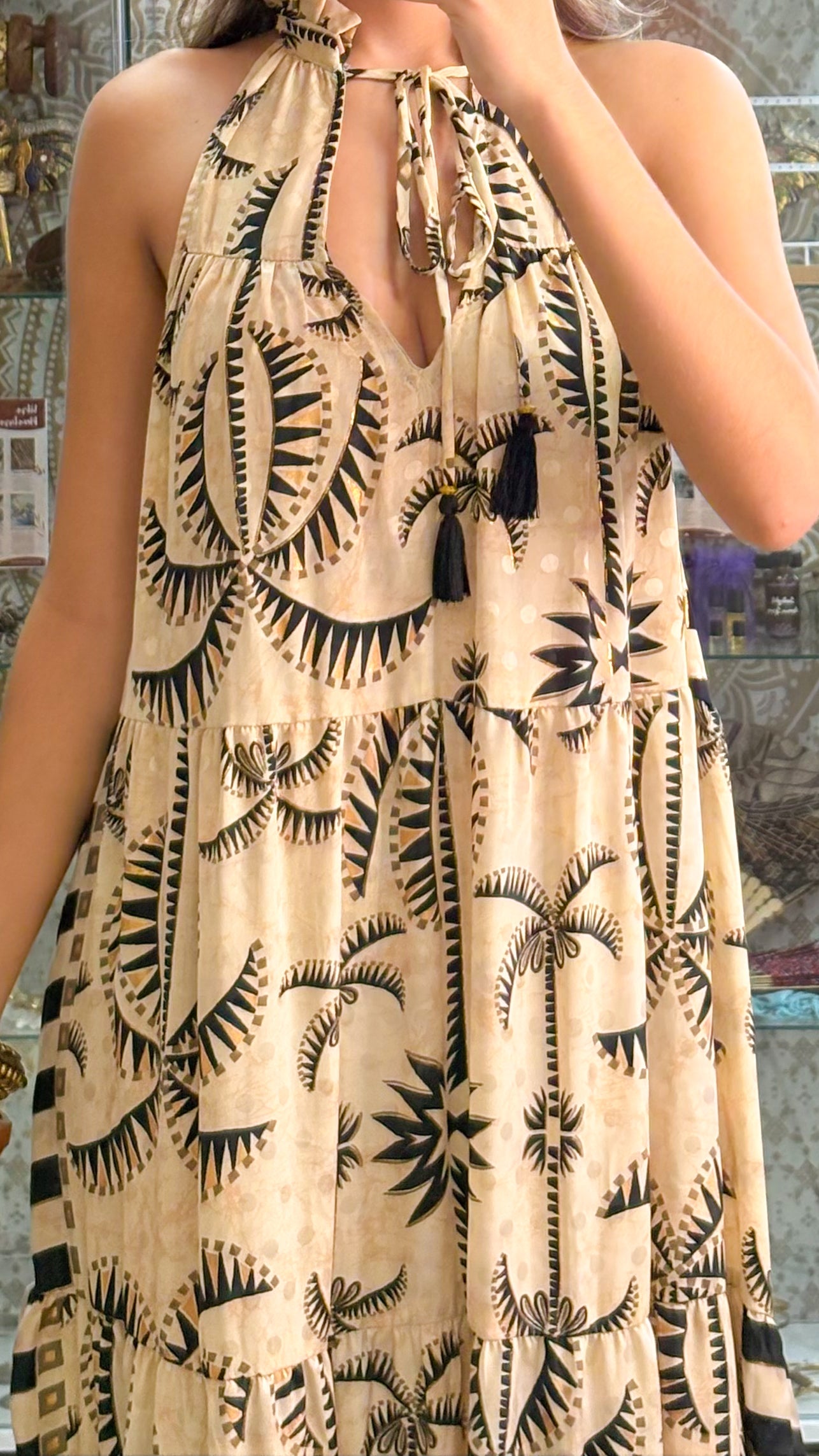 Ruffle Neck Maxi Dress