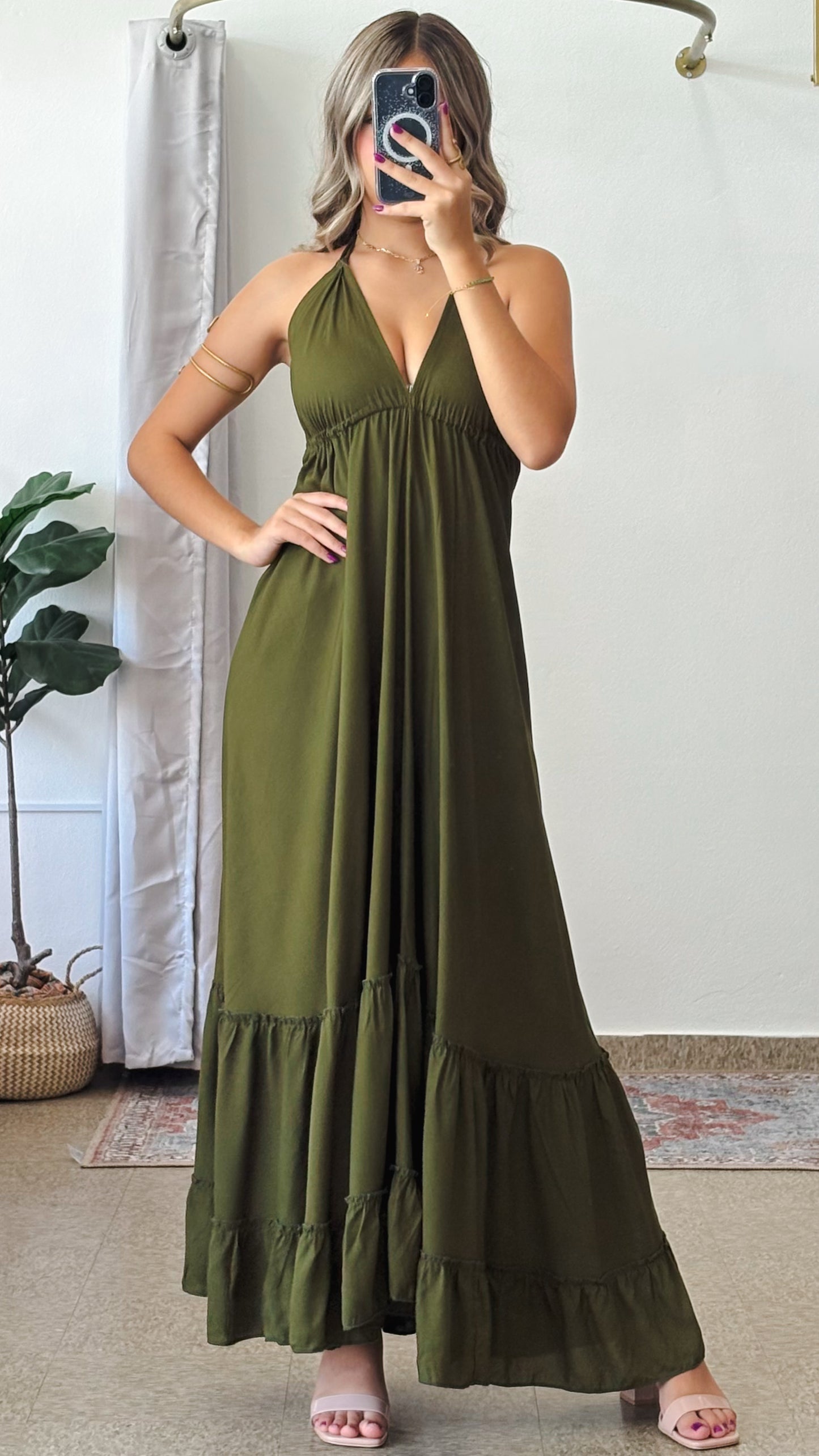 Bohemian Dress-Olive