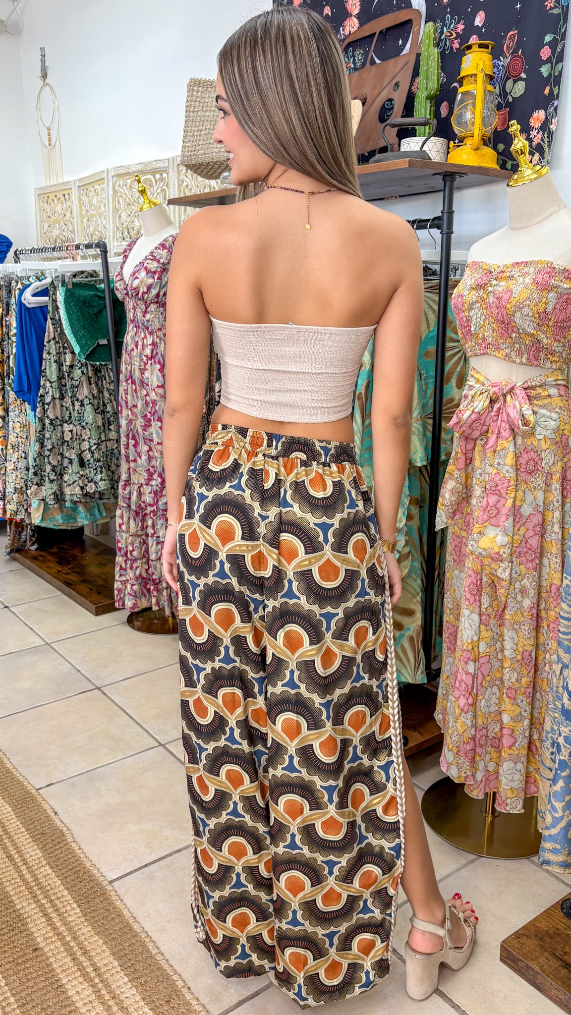 Boho Paisley Side-Slit Pants