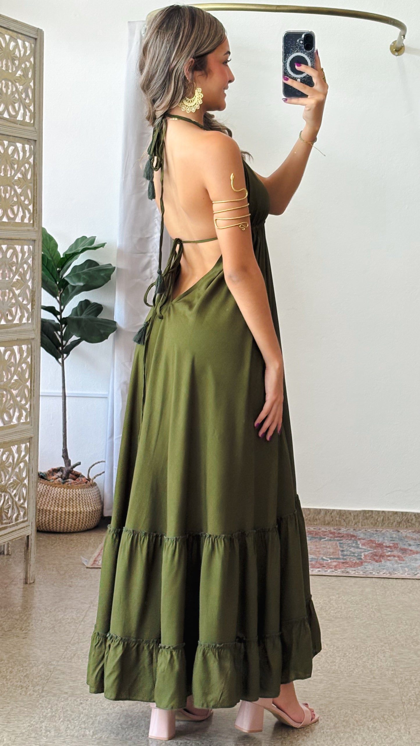 Bohemian Dress-Olive