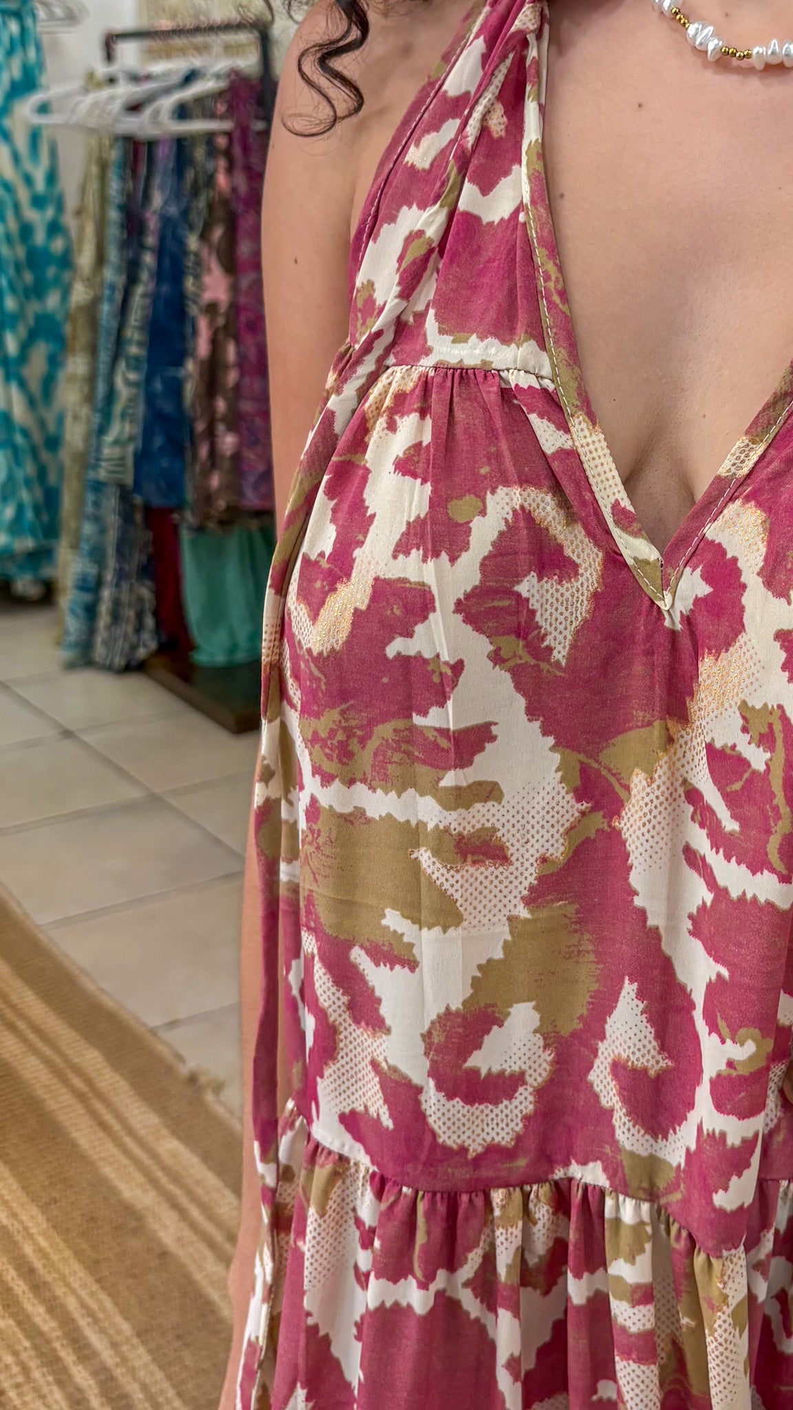 Ruffle Neck Maxi Dress