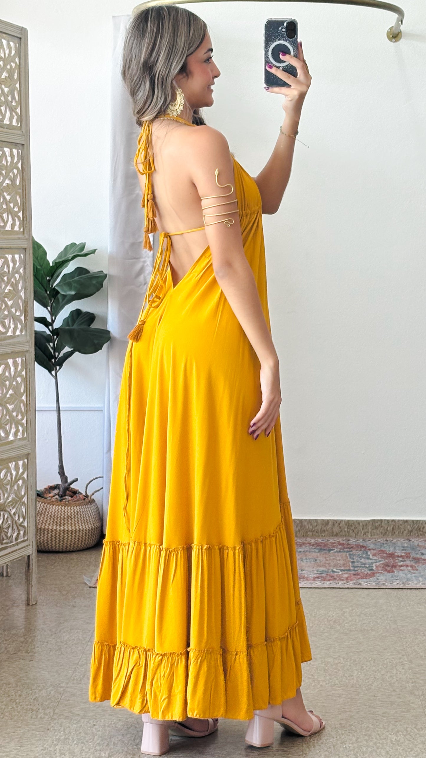 Bohemian Dress-Mustard