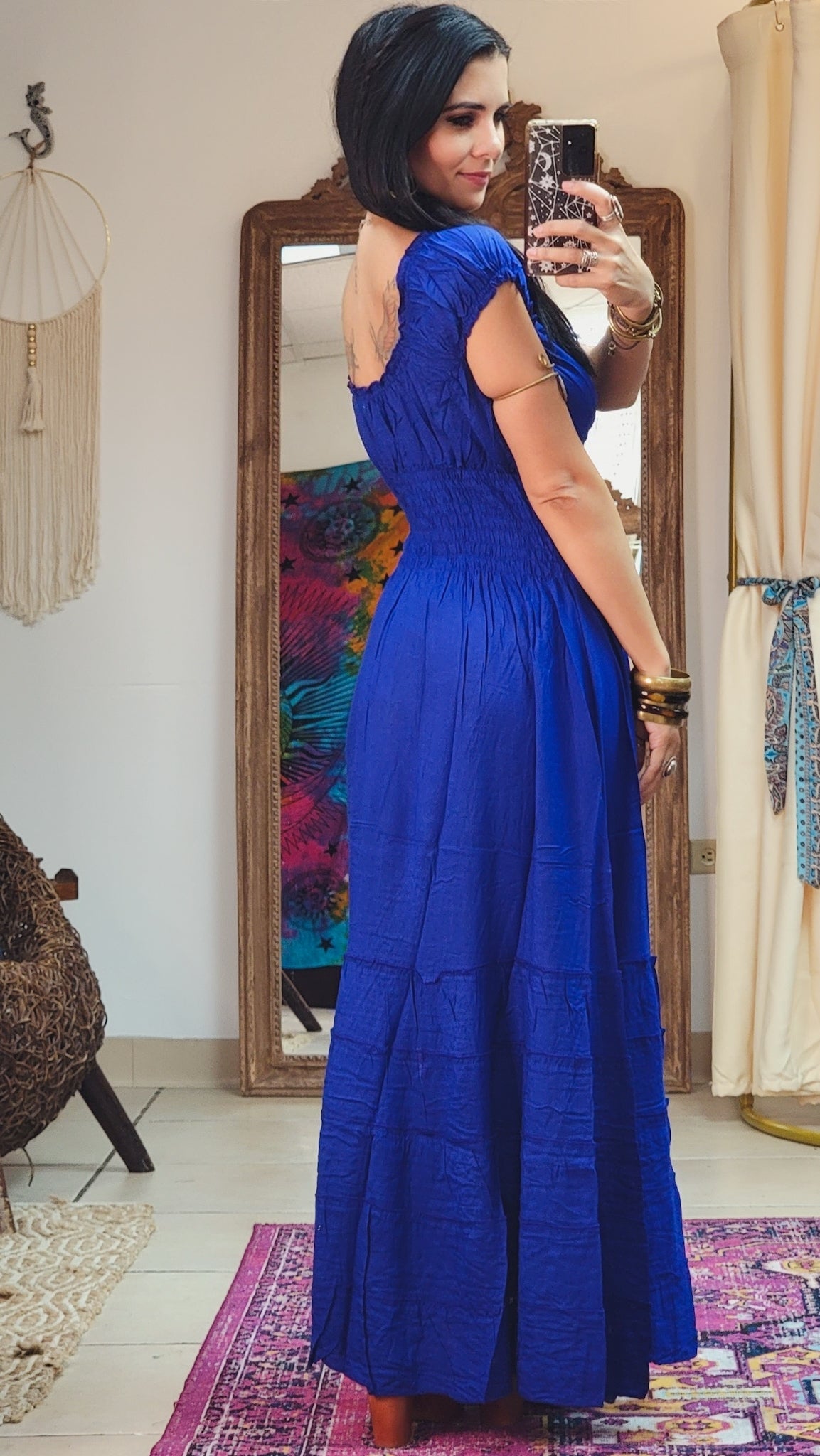 Peasant Solid Color Dress