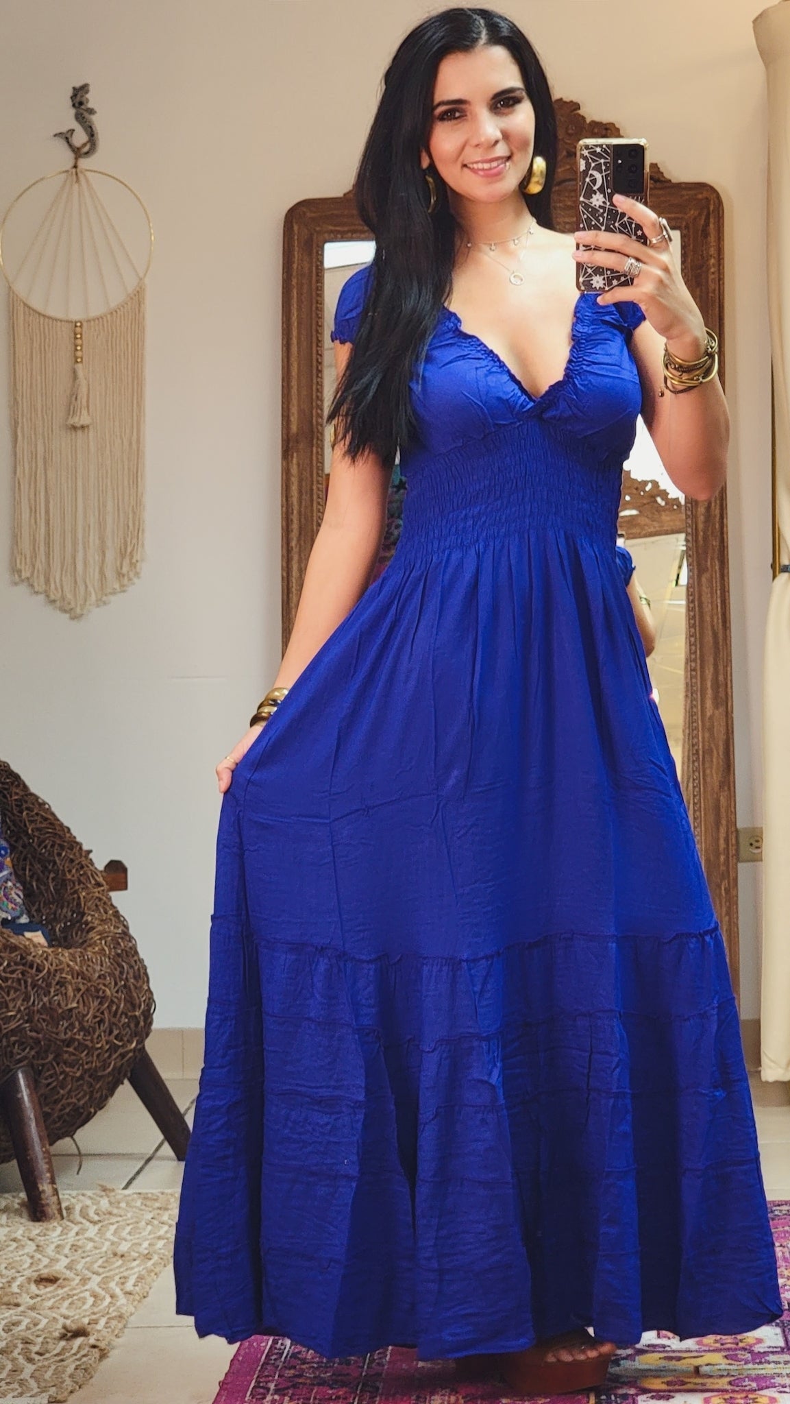 Peasant Solid Color Dress