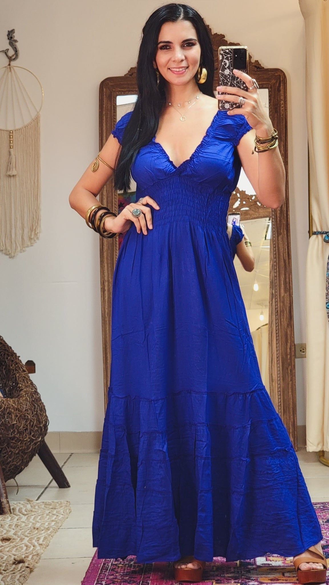 Peasant Solid Color Dress