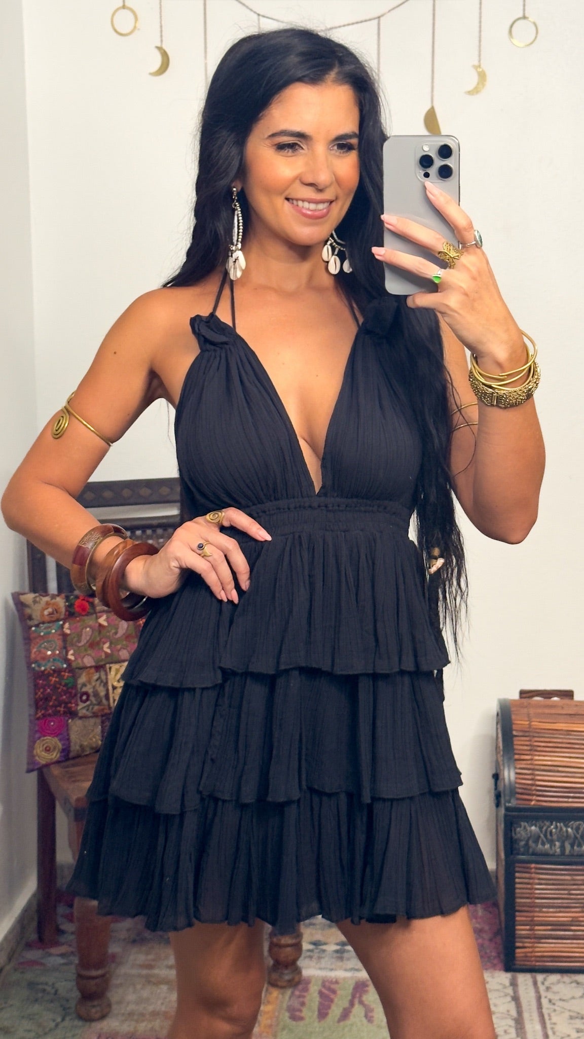 Runa Short Dress- Black