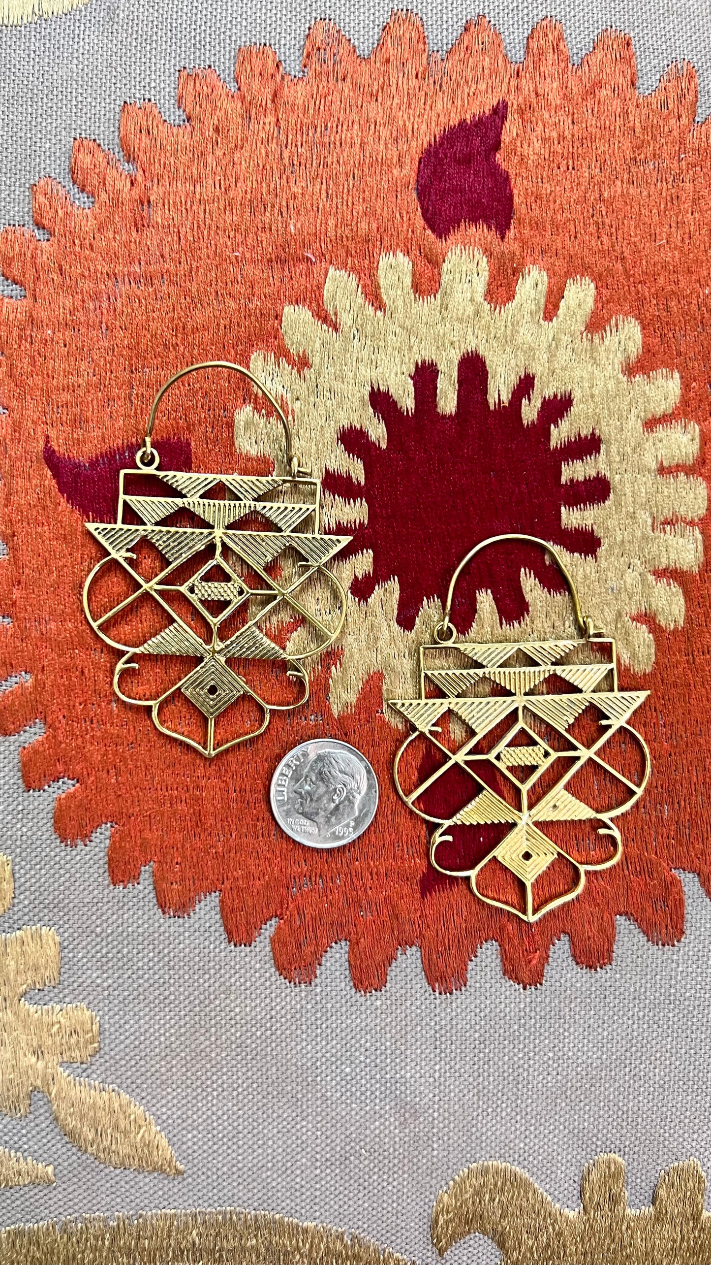 Ikat Brass Earrings