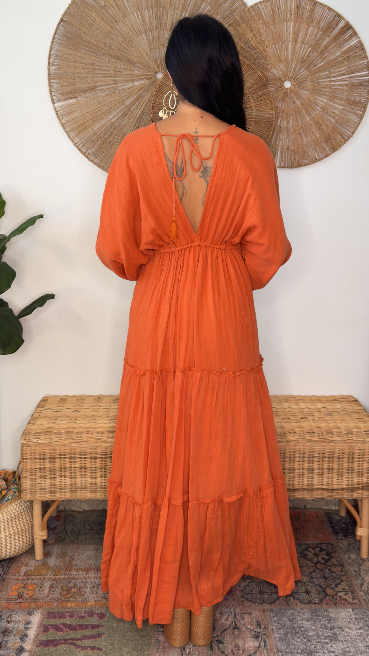 Nelly Cotton Dress- Tangerine