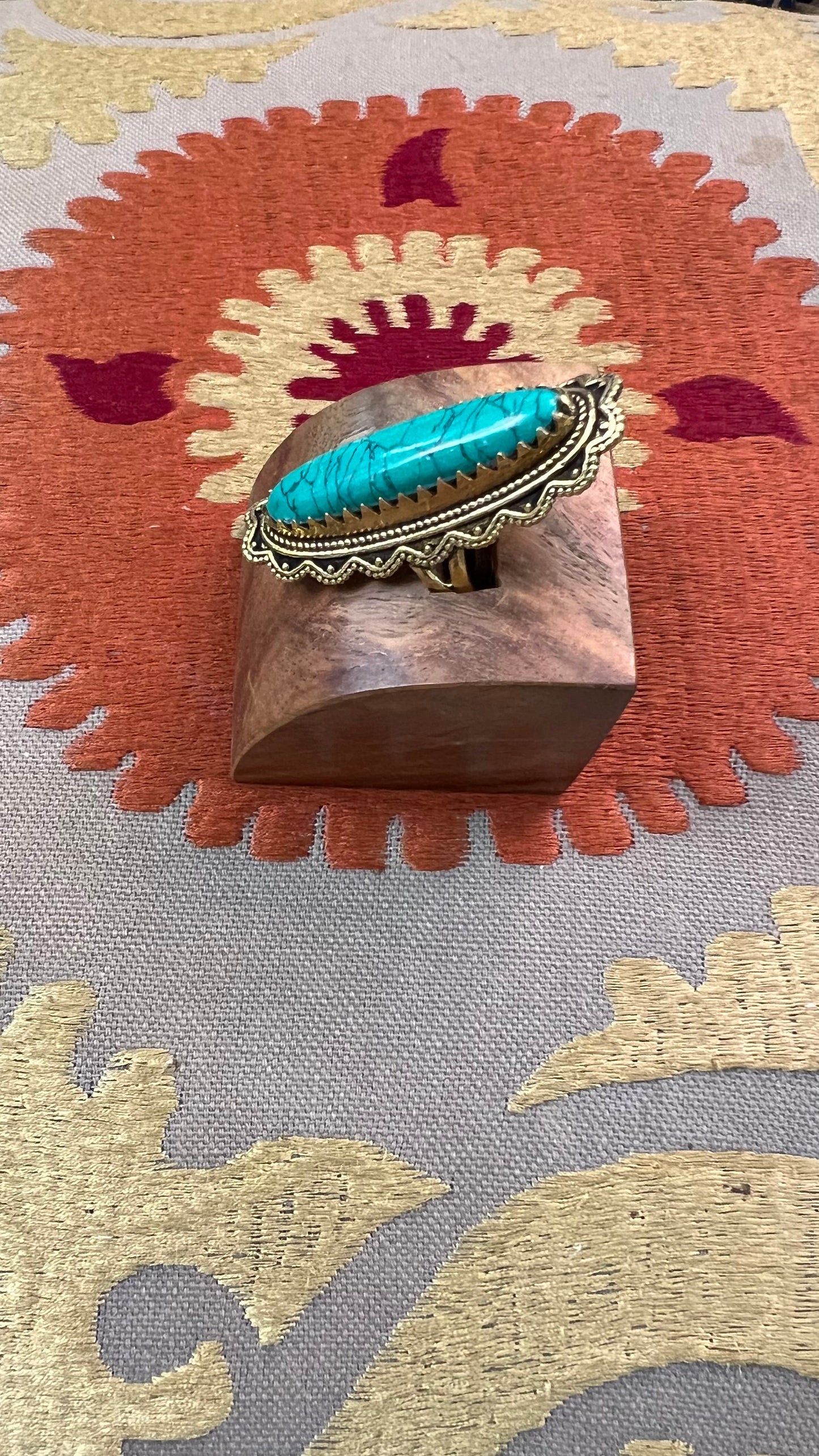 Stone Brass Ring